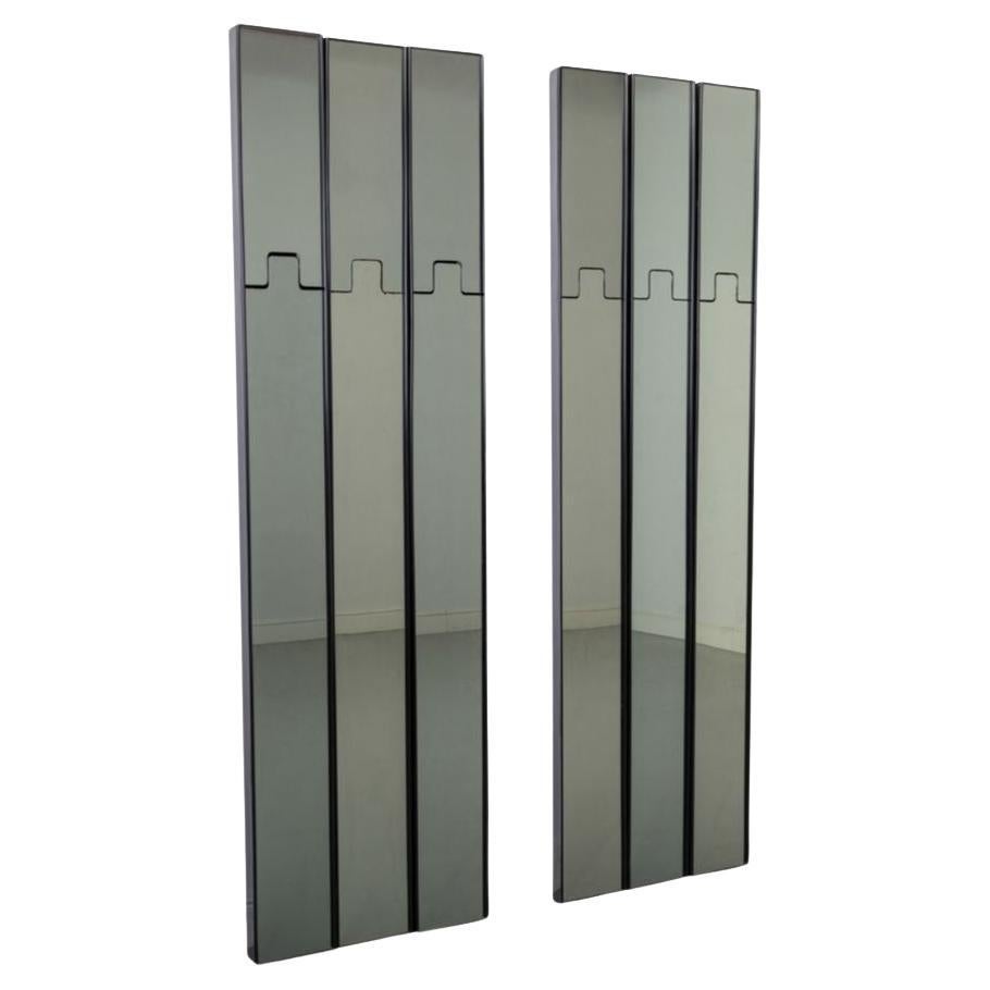 A pair of 1970s "Gronda" coat hanger mirrors by Luciano Bertoncini for Elco