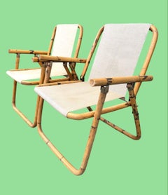 A pair of 1970s Italian folding bamboo chairs by Dal Vera