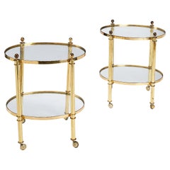 Pair of 1970's Lacquered Brass Two-Tier Etageres