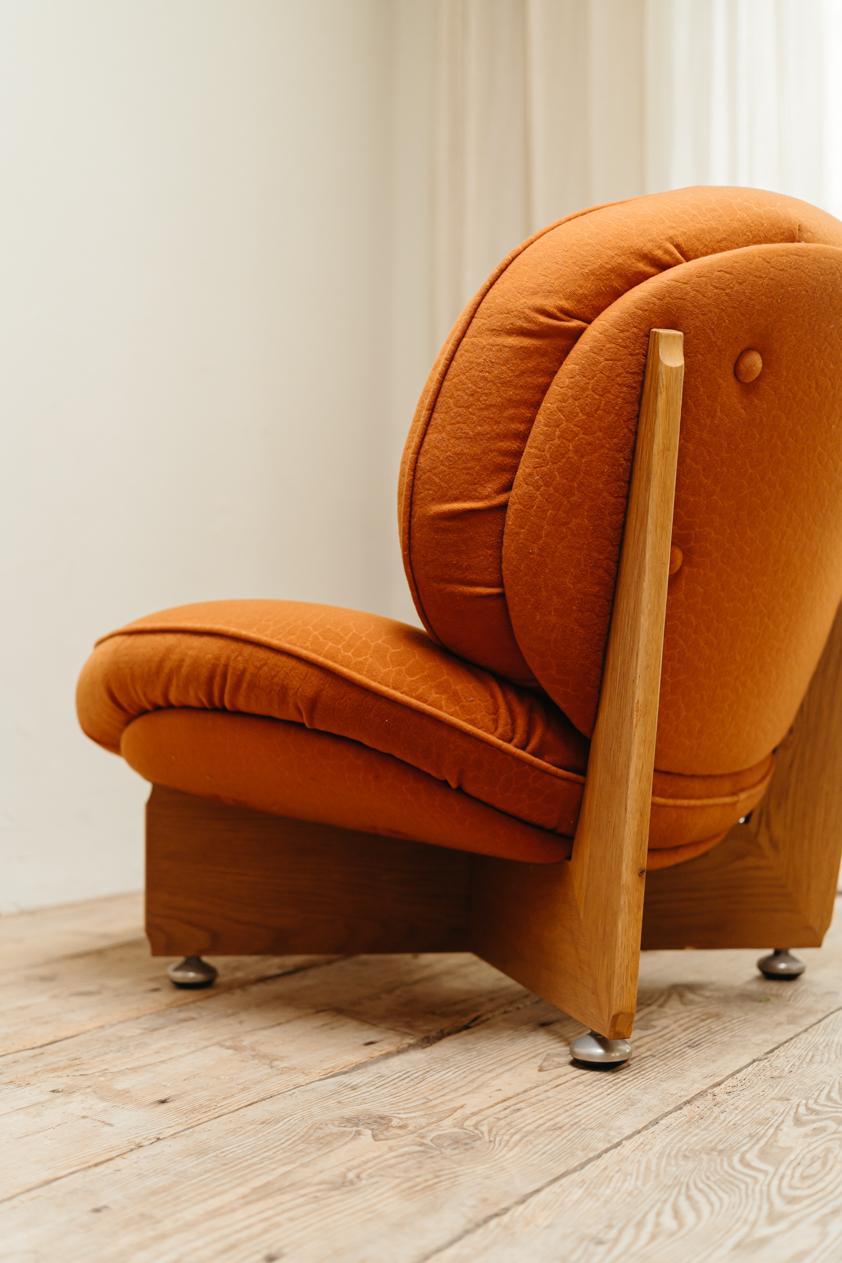 a pair of 1970's lounge chairs and one ottoman/pouf 10