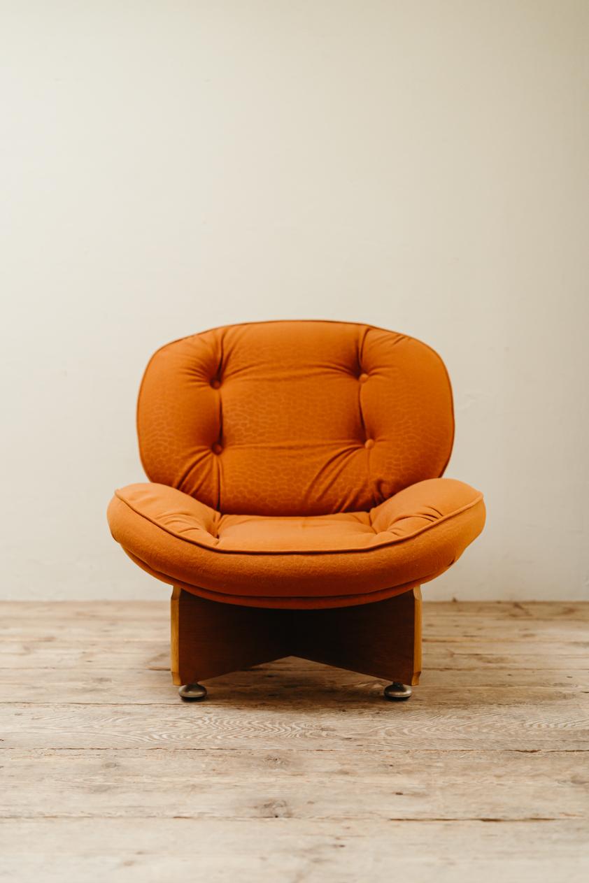 a pair of 1970's lounge chairs and one ottoman/pouf 1