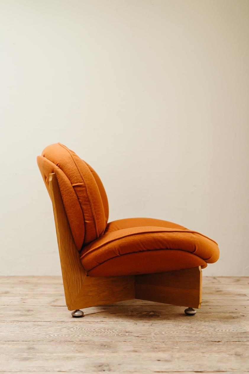 a pair of 1970's lounge chairs and one ottoman/pouf 2