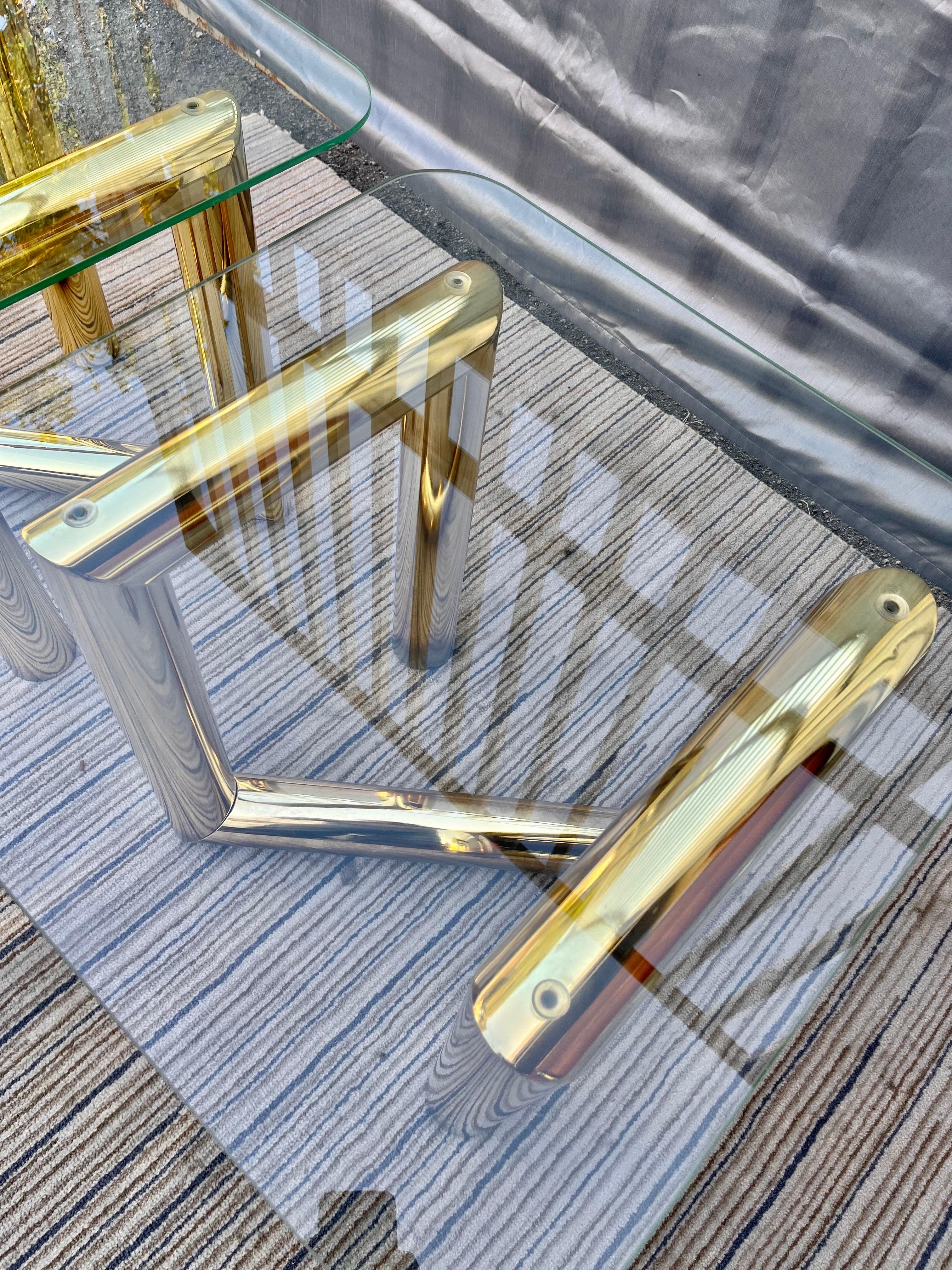 Pair of 1970s Mid-Century Modern Brass Z Tables in the Karl Springer's Style 4