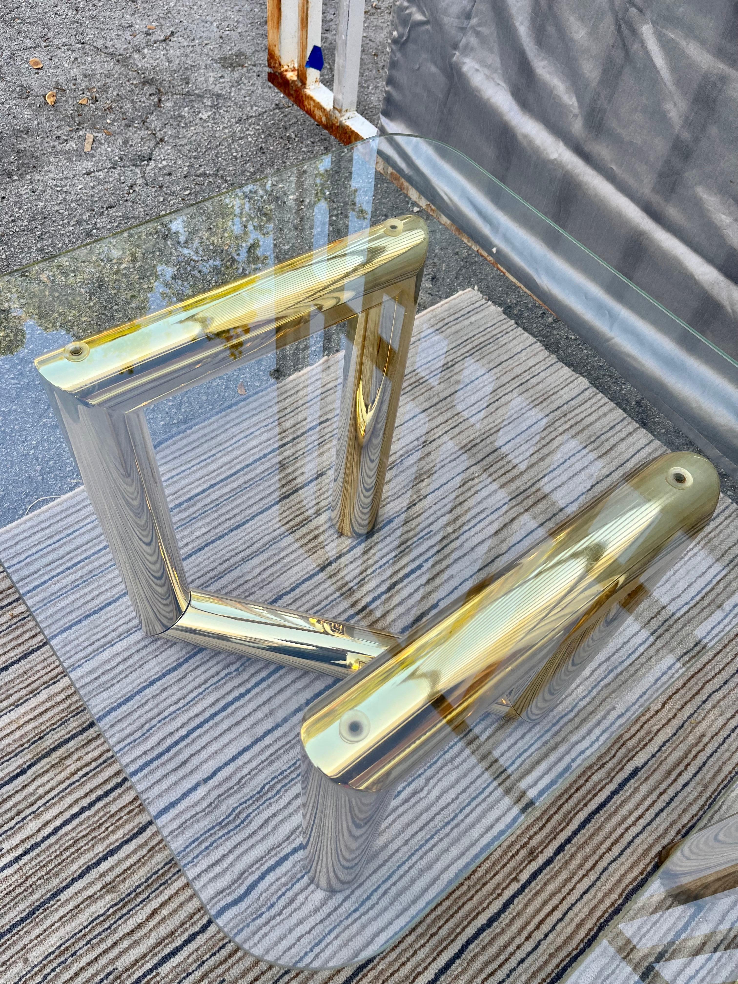 Pair of 1970s Mid-Century Modern Brass Z Tables in the Karl Springer's Style 5