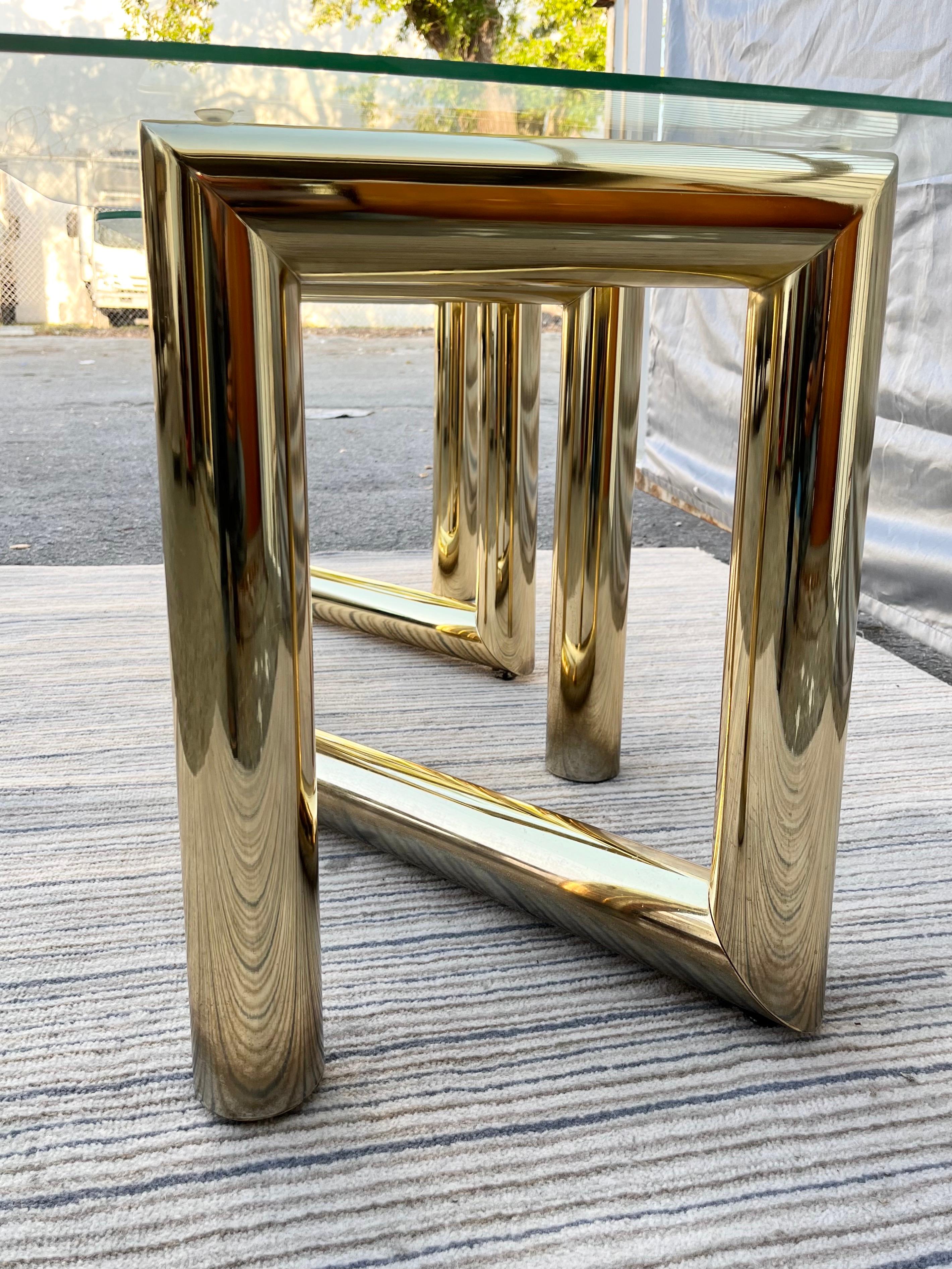 Pair of 1970s Mid-Century Modern Brass Z Tables in the Karl Springer's Style 7
