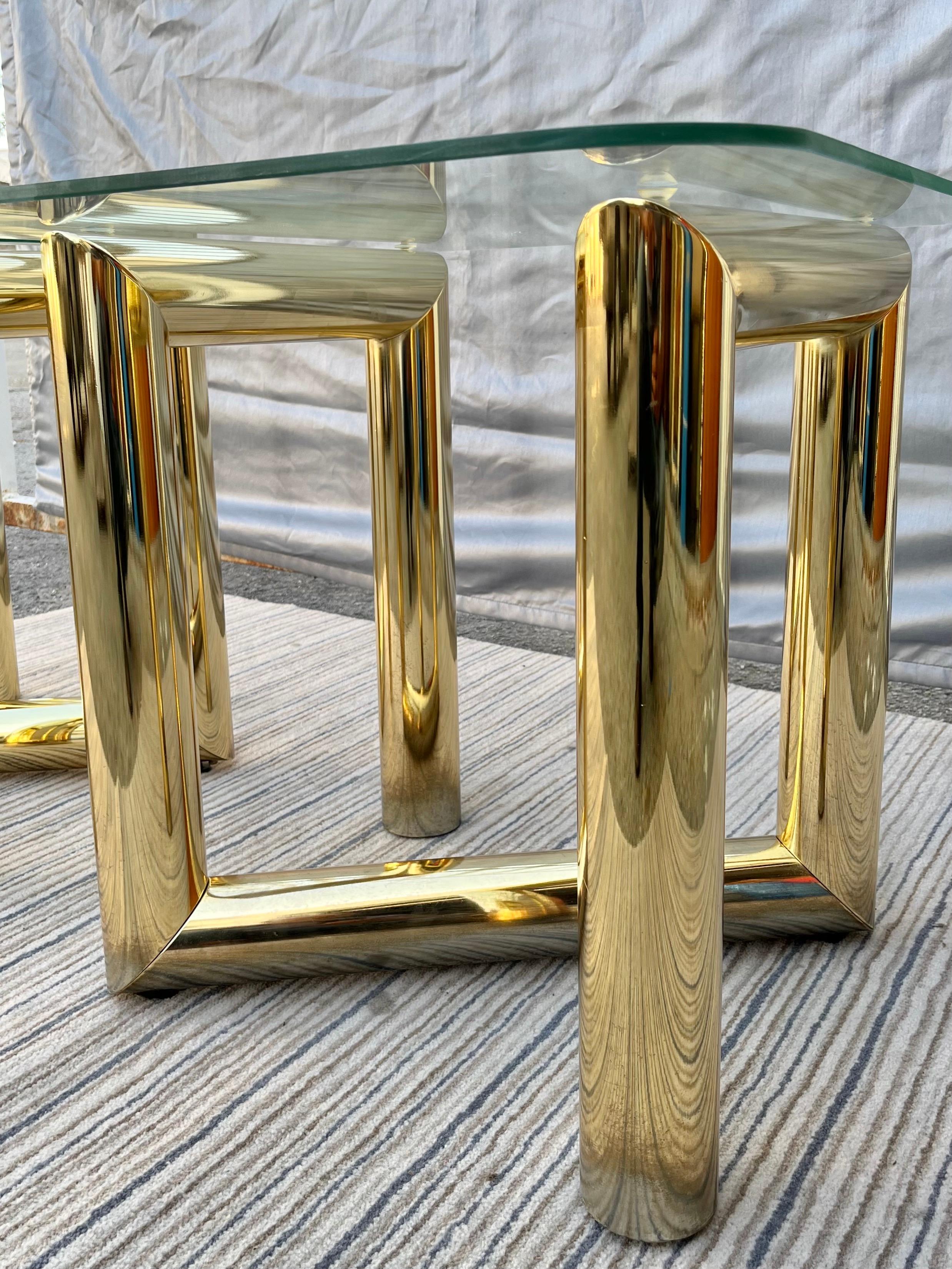 Pair of 1970s Mid-Century Modern Brass Z Tables in the Karl Springer's Style 8