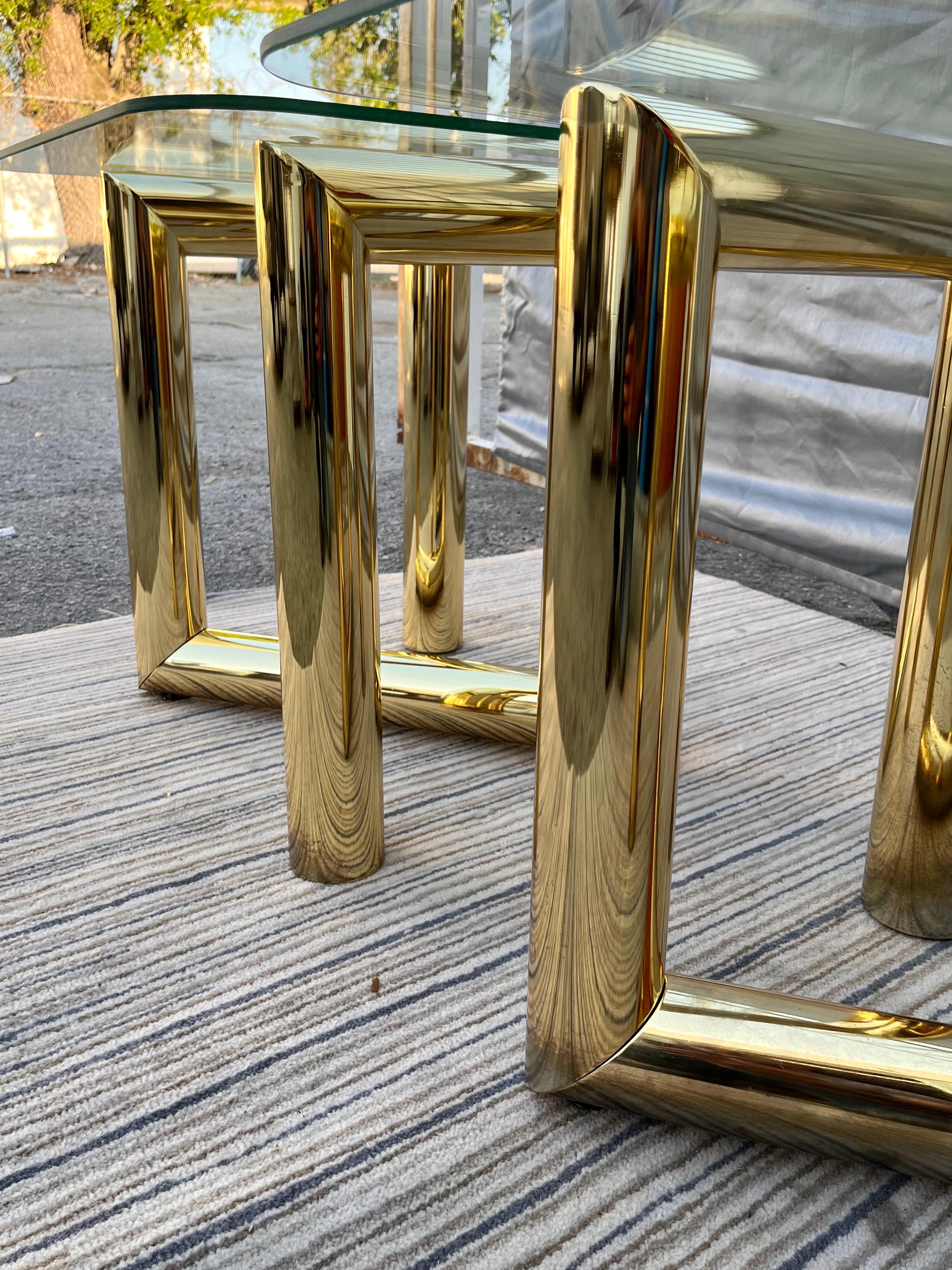 Pair of 1970s Mid-Century Modern Brass Z Tables in the Karl Springer's Style 9