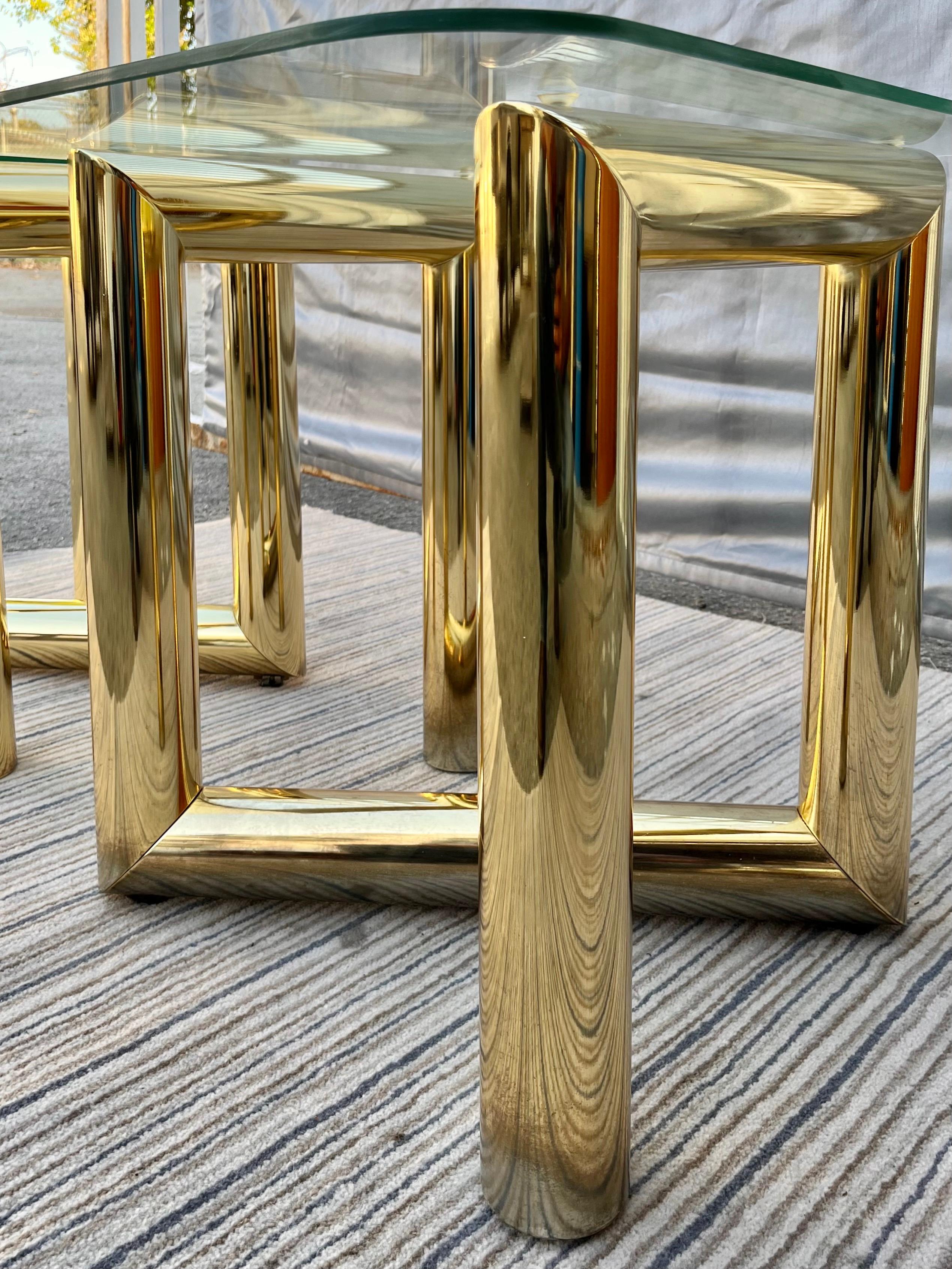 Pair of 1970s Mid-Century Modern Brass Z Tables in the Karl Springer's Style 10