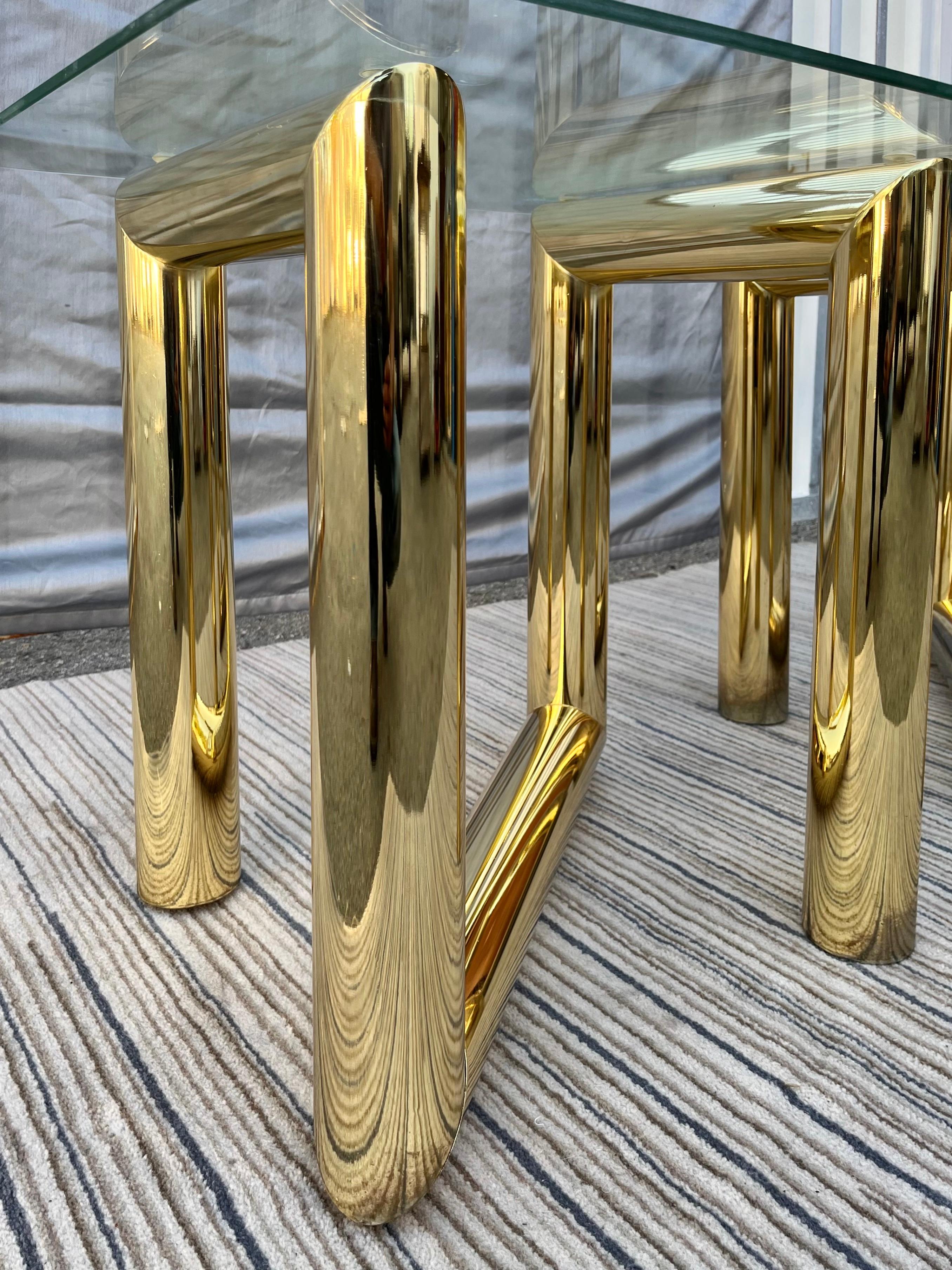 Pair of 1970s Mid-Century Modern Brass Z Tables in the Karl Springer's Style 11