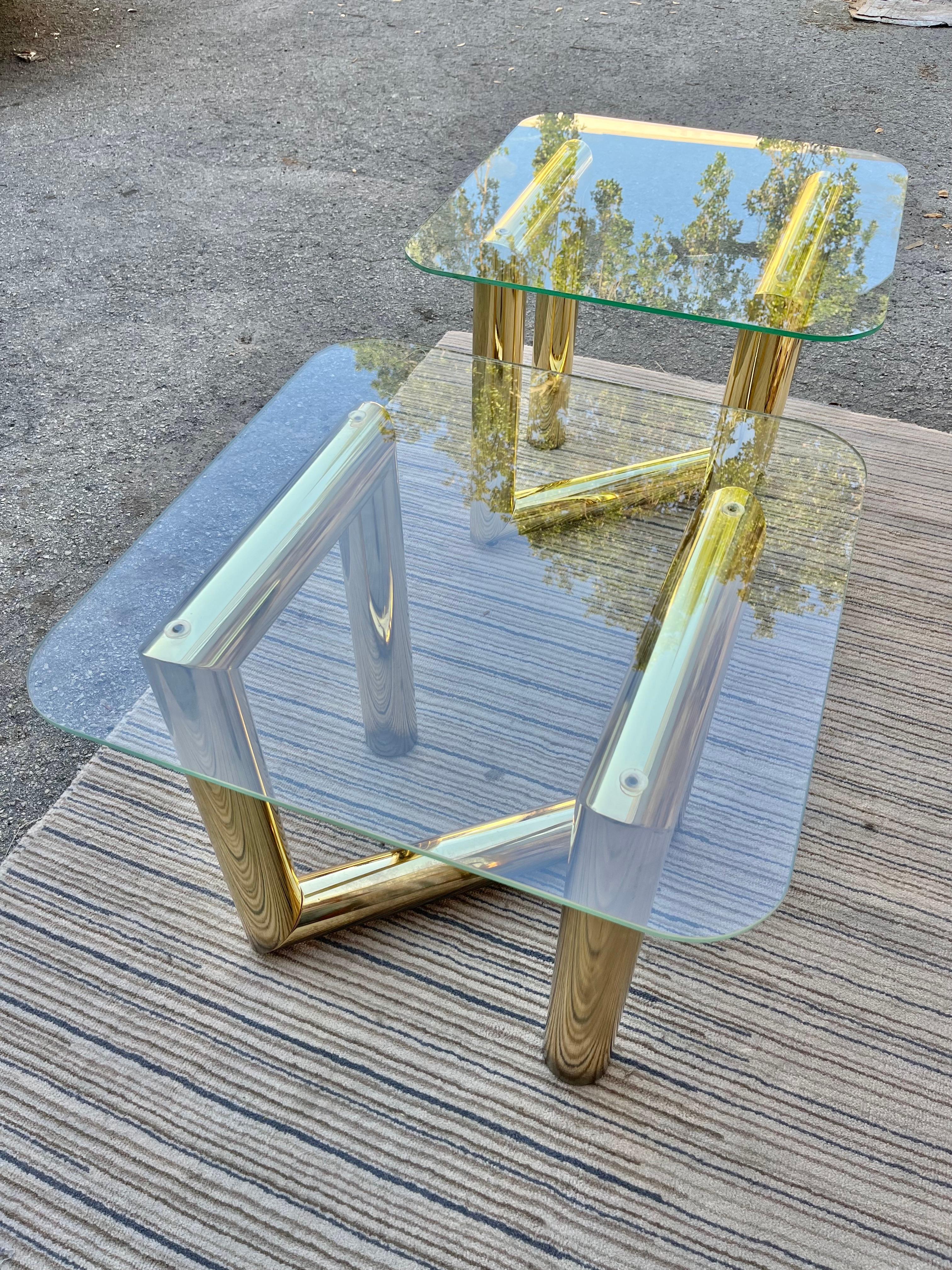 Pair of 1970s Mid-Century Modern Brass Z Tables in the Karl Springer's Style 3