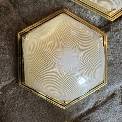 A Pair of 1970s Mid-Century Modern Hexagonal Italian Huge Wall Sconces