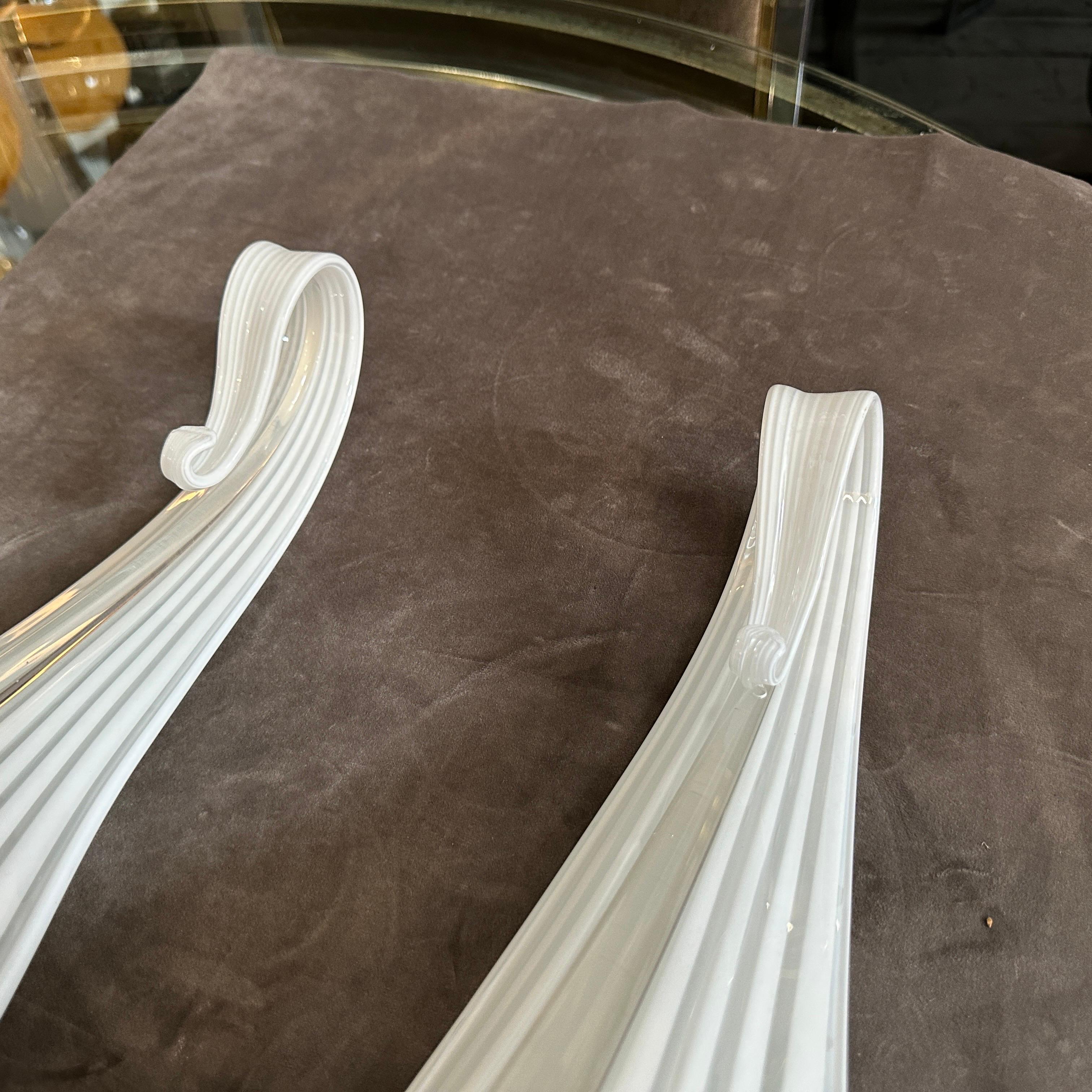 A pair of 1970s Mid-Century Modern Murano Glass Huge Wall Sconces by Franco Luce For Sale 5