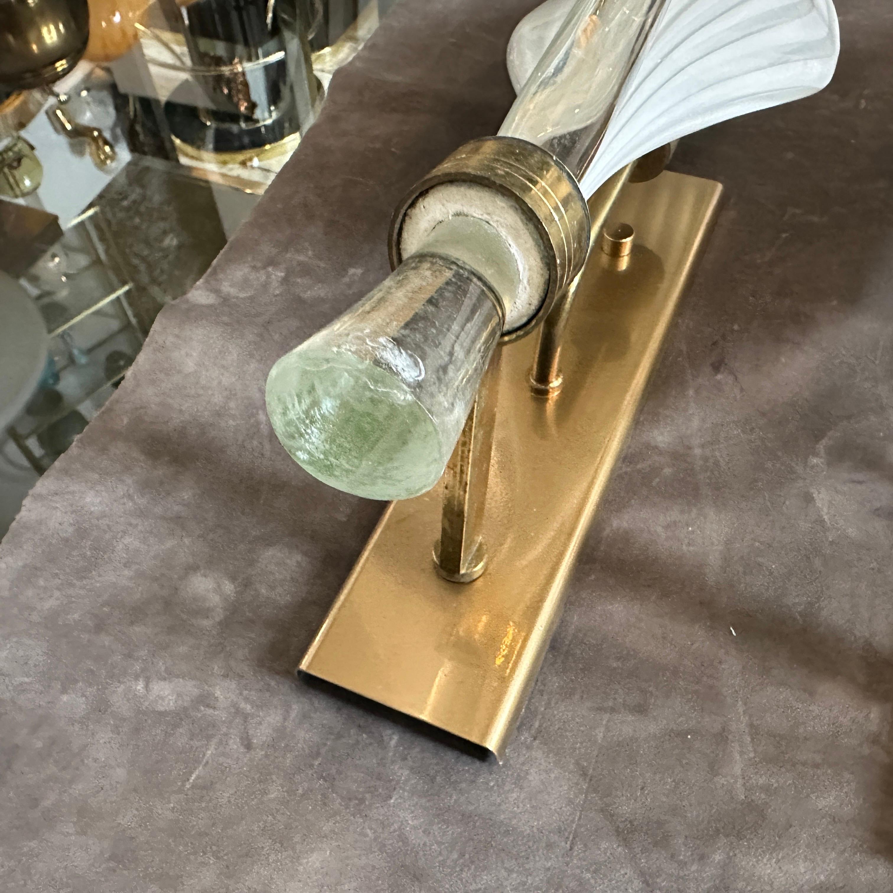 A pair of 1970s Mid-Century Modern Murano Glass Huge Wall Sconces by Franco Luce In Excellent Condition For Sale In Aci Castello, IT
