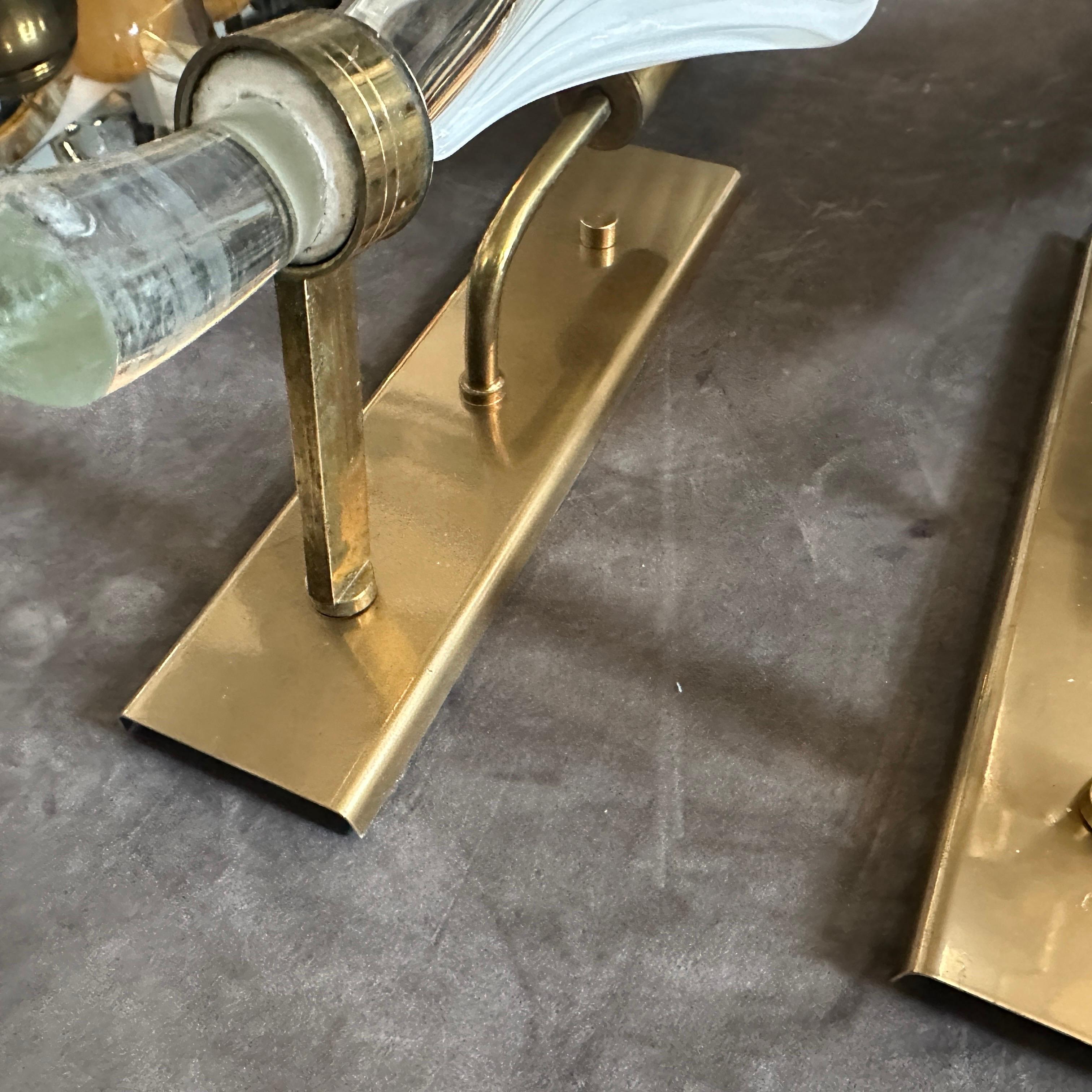 20th Century A pair of 1970s Mid-Century Modern Murano Glass Huge Wall Sconces by Franco Luce For Sale