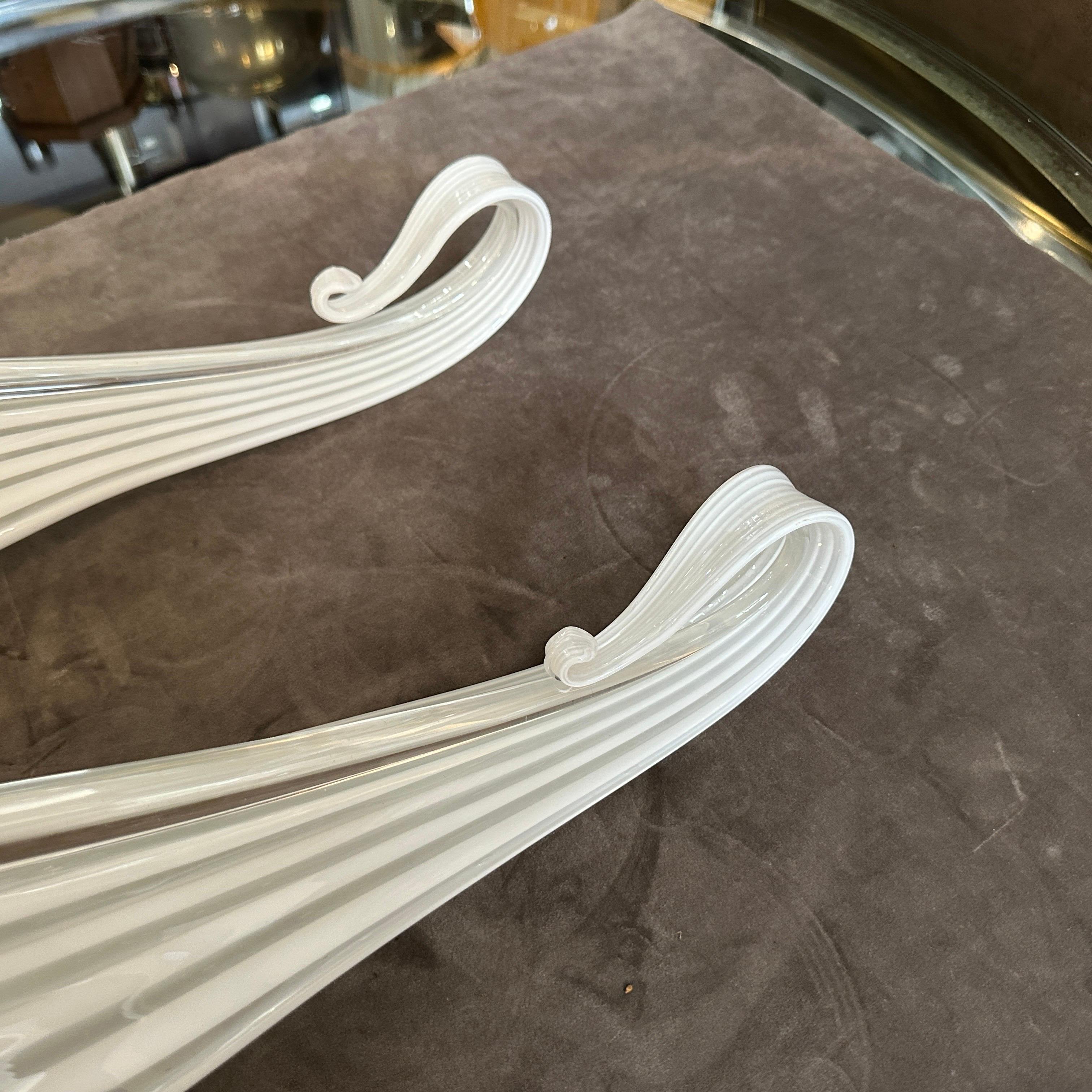 A pair of 1970s Mid-Century Modern Murano Glass Huge Wall Sconces by Franco Luce For Sale 3