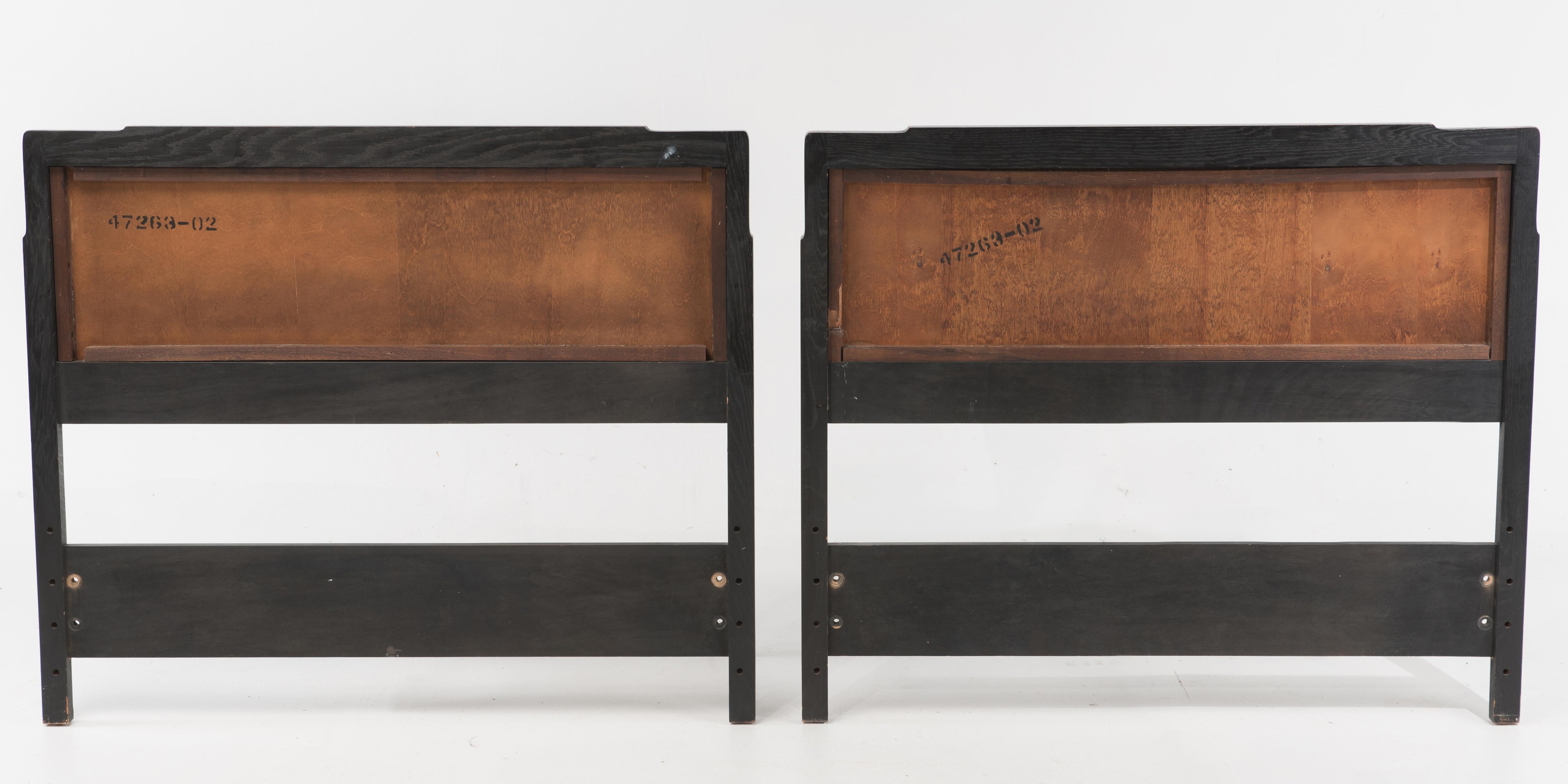 Pair of 1970s Mid-Century Modern Rosewood Ebonized Oak Twin Headboards In Good Condition In Lambertville, NJ