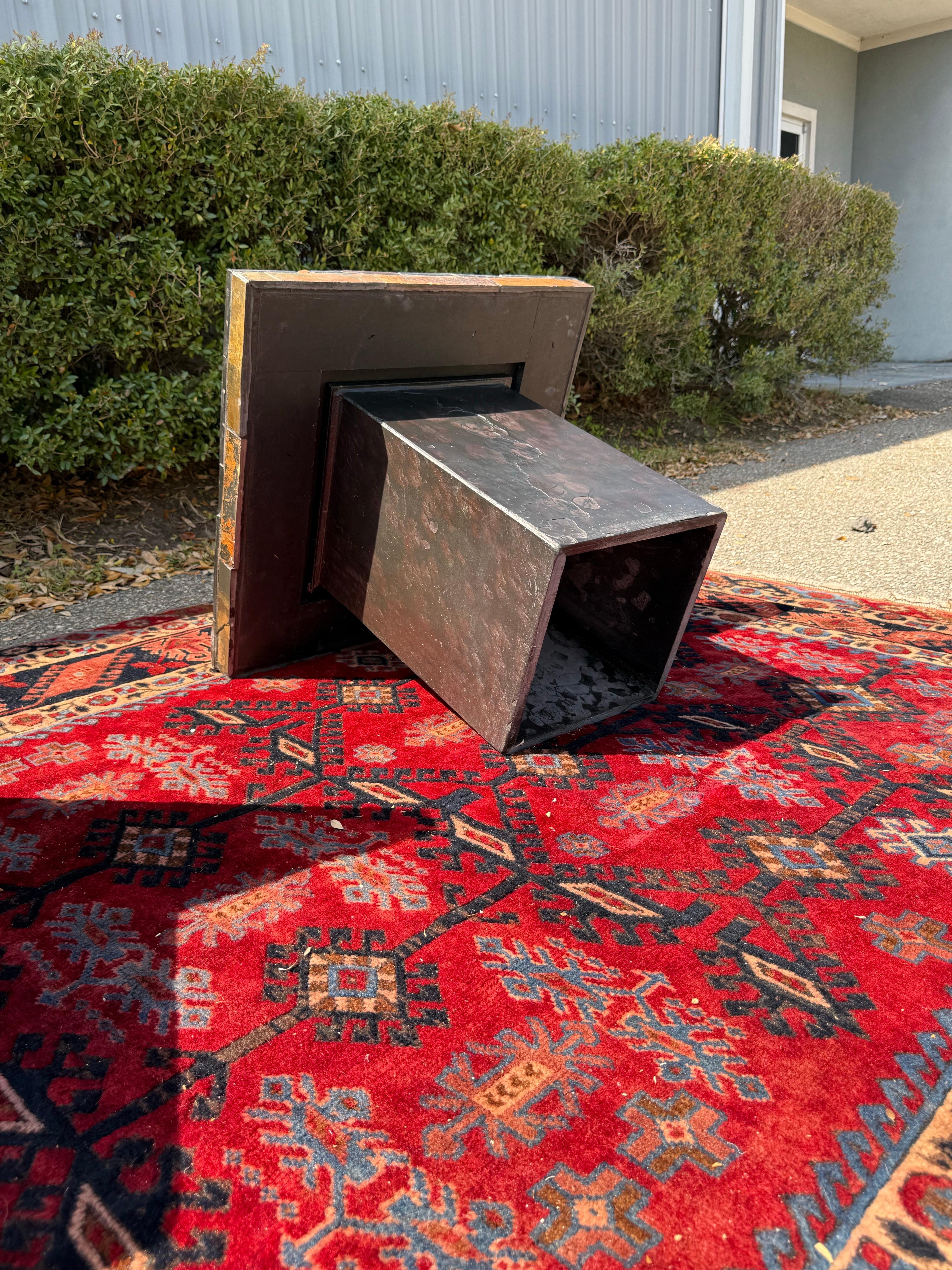 A pair of 1970’s Paul Kingma Attributed Brutalist Mosaic Side Tables in Slate For Sale 4
