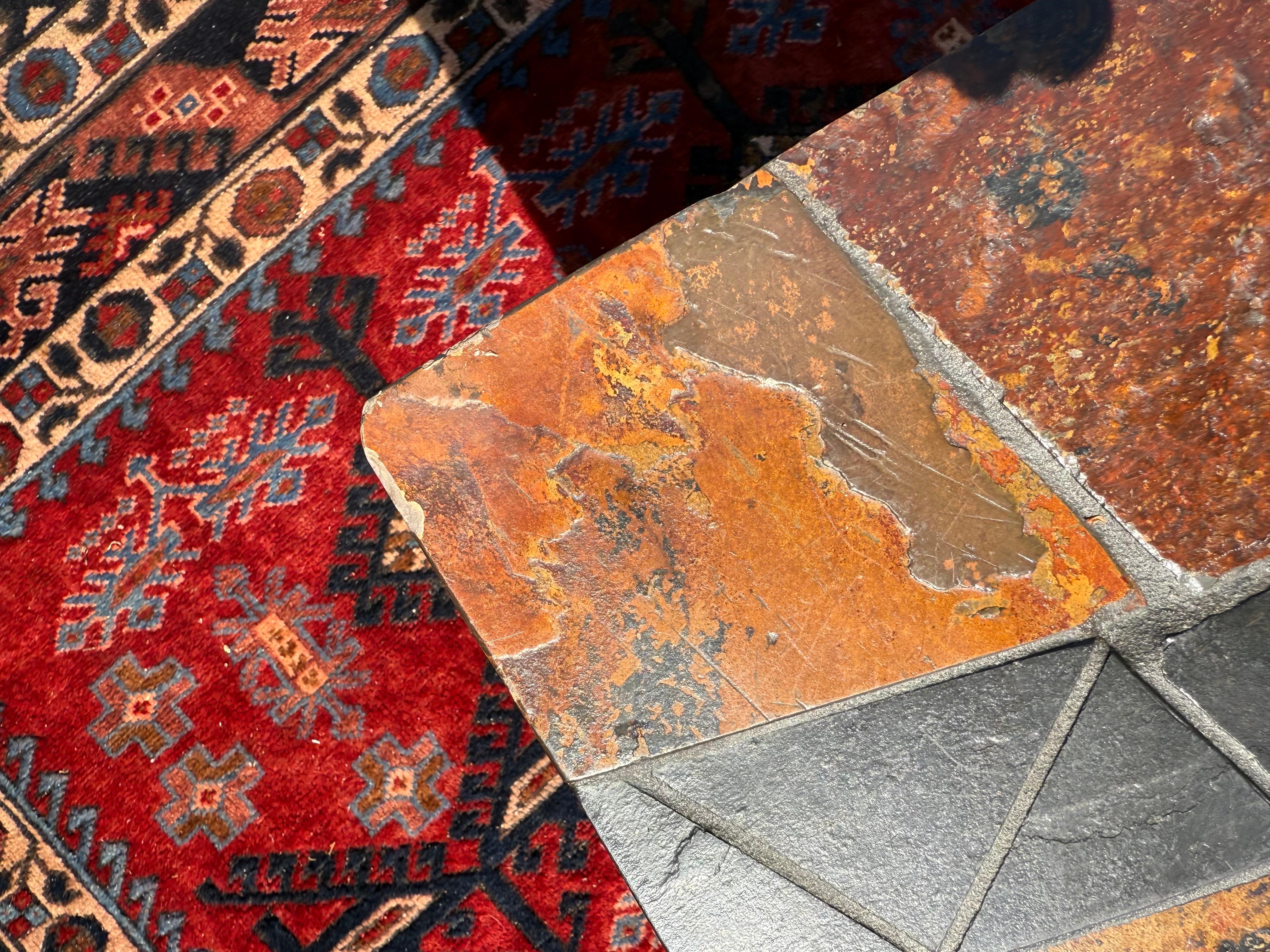 A pair of 1970’s Paul Kingma Attributed Brutalist Mosaic Side Tables in Slate For Sale 6