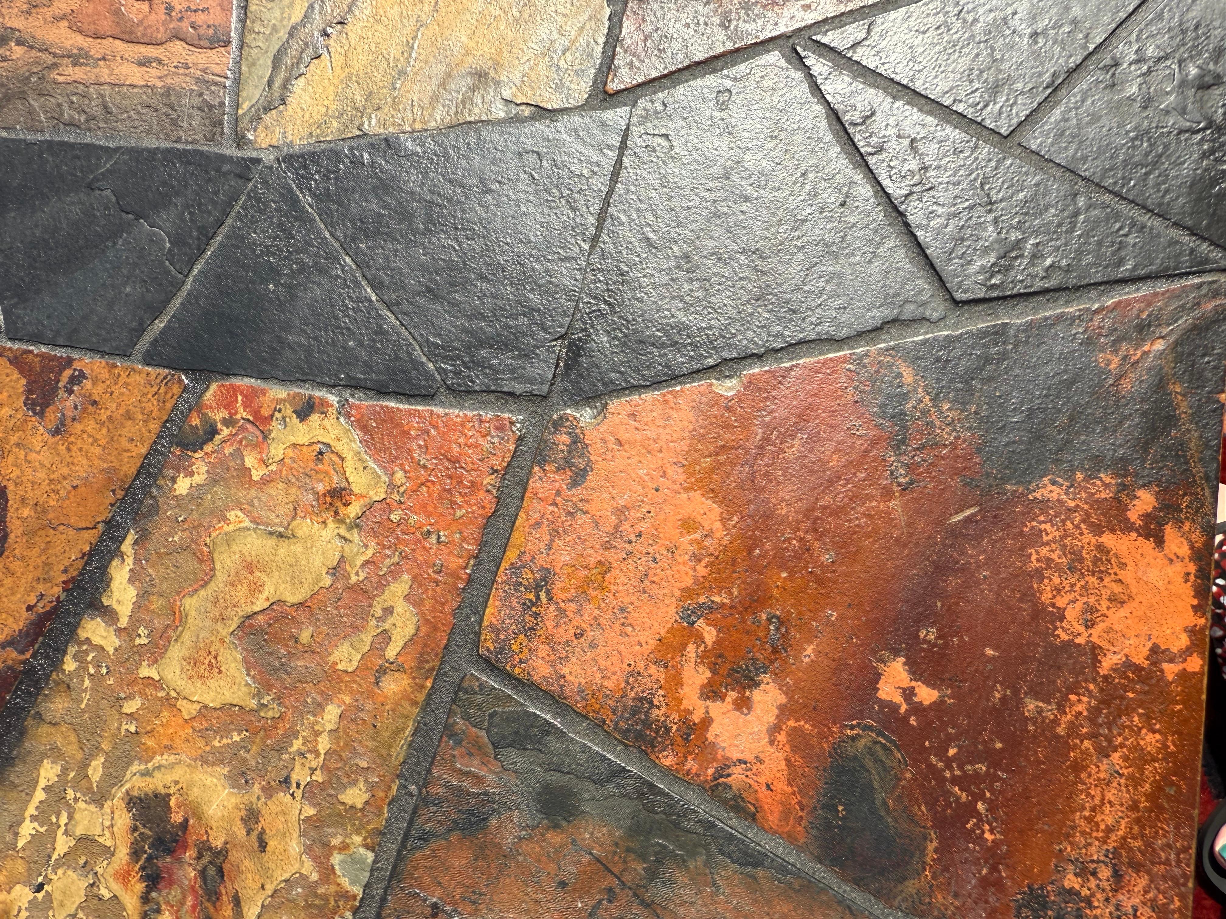 A pair of 1970’s Paul Kingma Attributed Brutalist Mosaic Side Tables in Slate For Sale 9