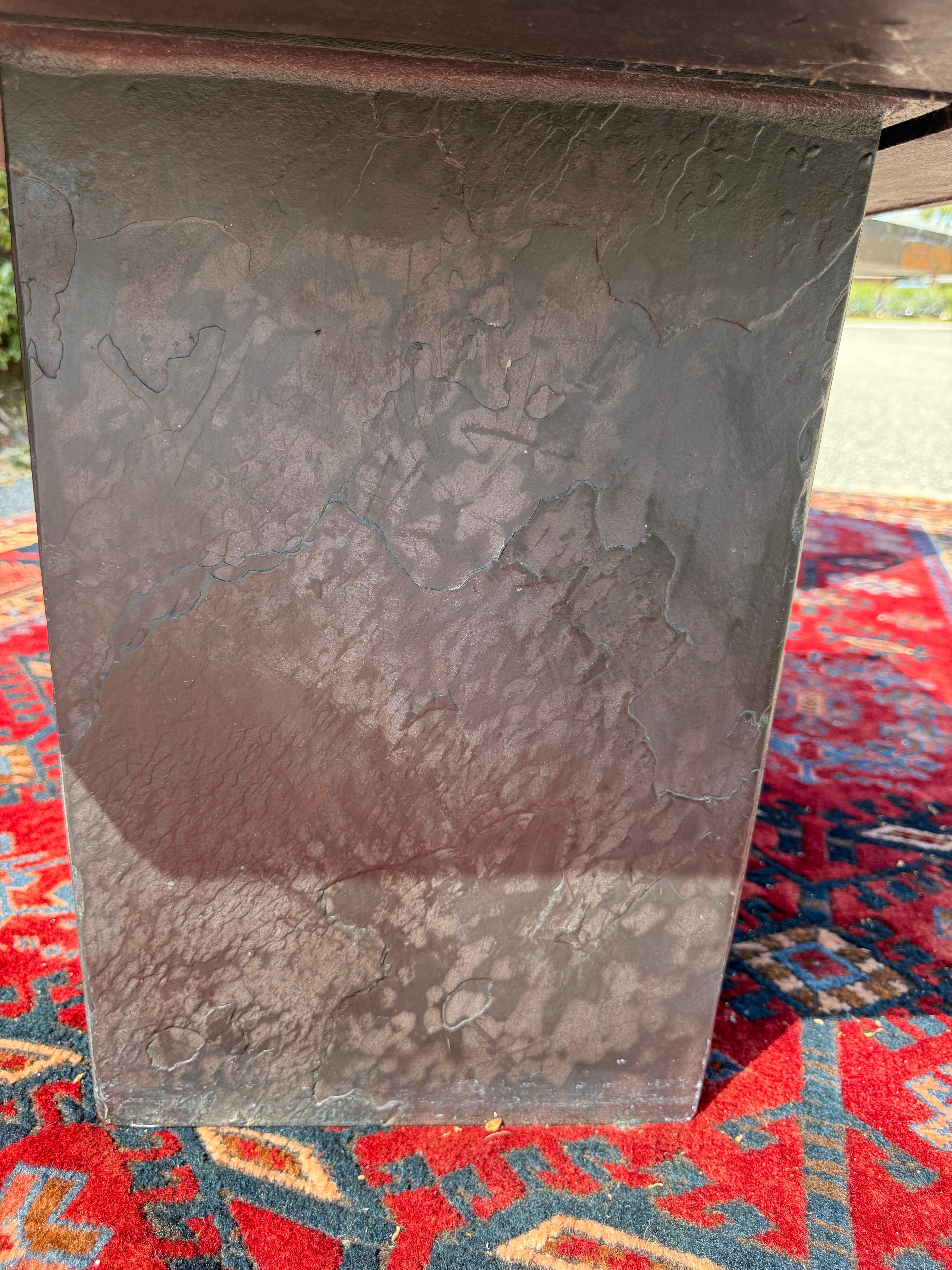 A pair of 1970’s Paul Kingma Attributed Brutalist Mosaic Side Tables in Slate For Sale 2