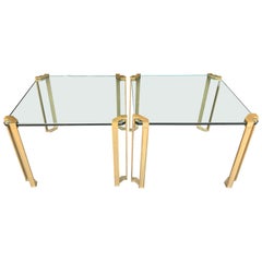 Pair of 1970s Peter Ghyczy Brass and Glass Side Tables