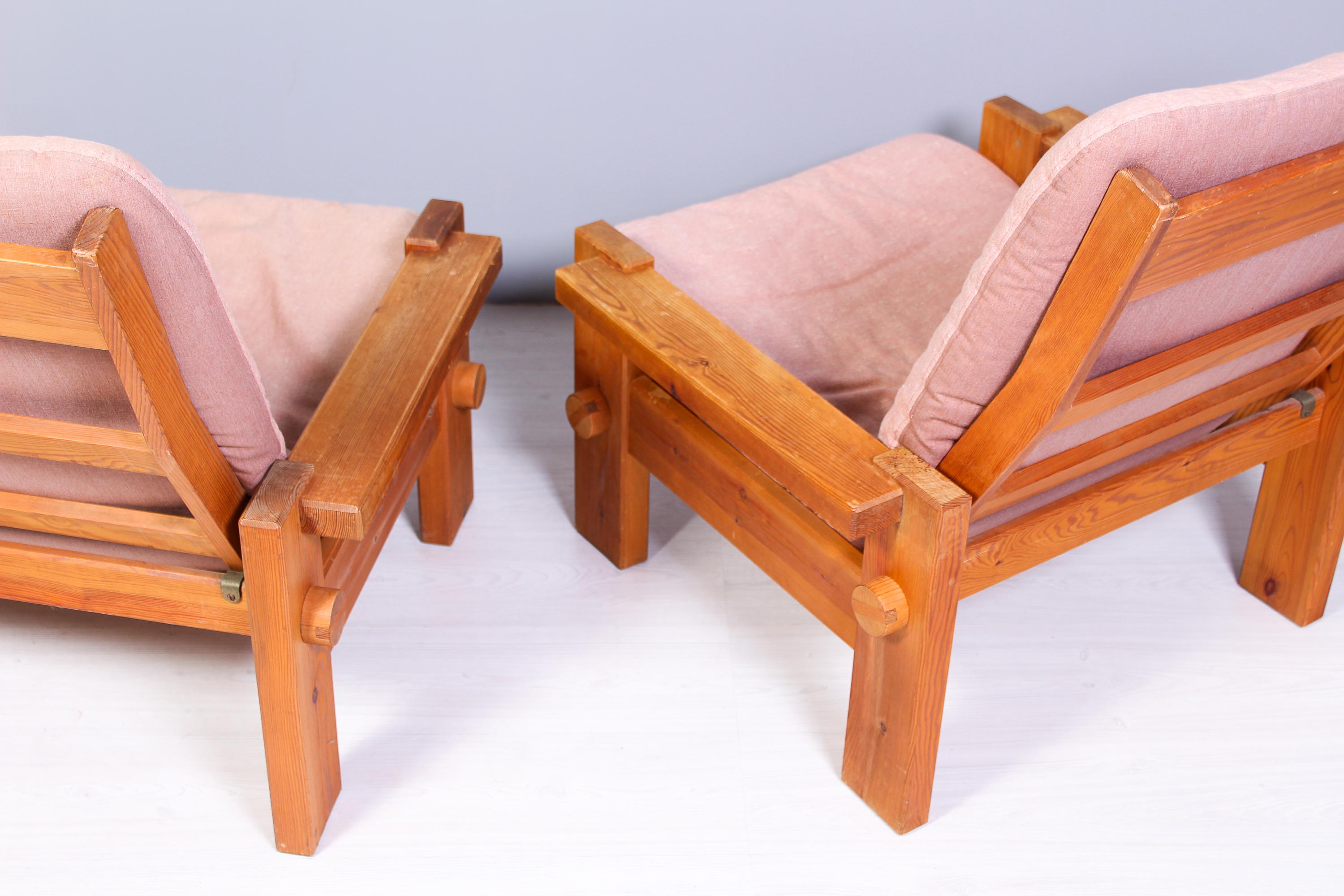 Pair of 1970s Pine Lounge Chairs by Yngve Ekström for Swedese 5