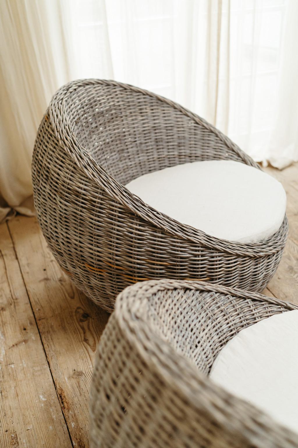 Pair of 1970's Rattan Easy Chairs/Lounge Chairs For Sale 5