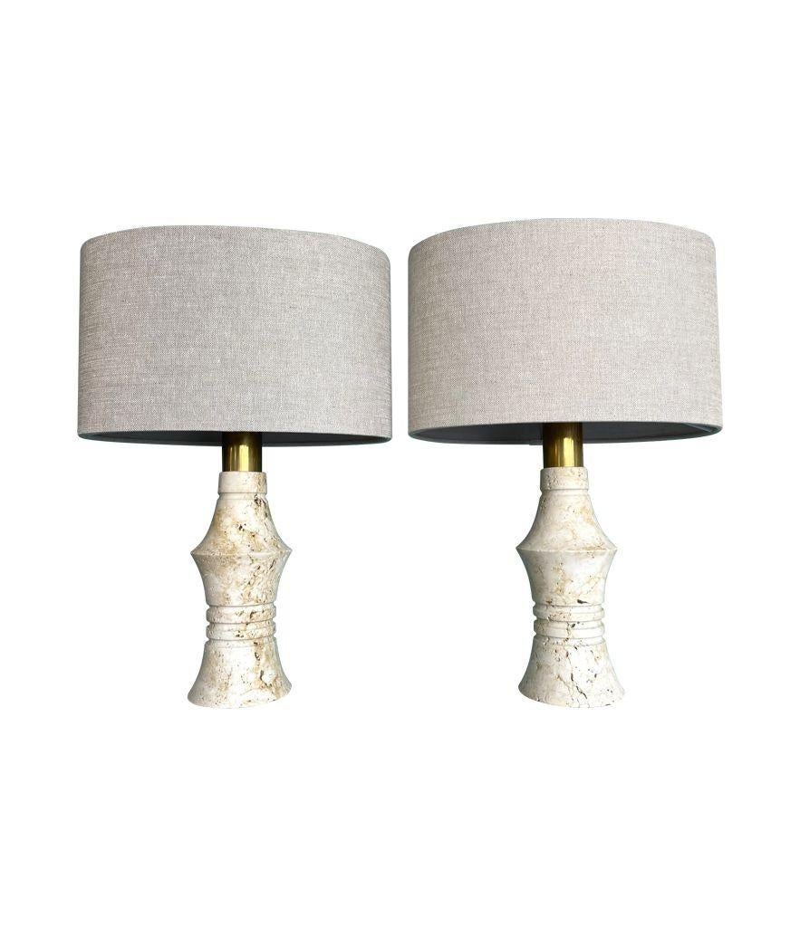 Late 20th Century A pair of 1970s sculptural shaped travertine lamps by Fratelli Mannelli For Sale