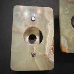A Pair of 1970s Space Age Green and Brown Onyx Marble Italian Wall Sconces