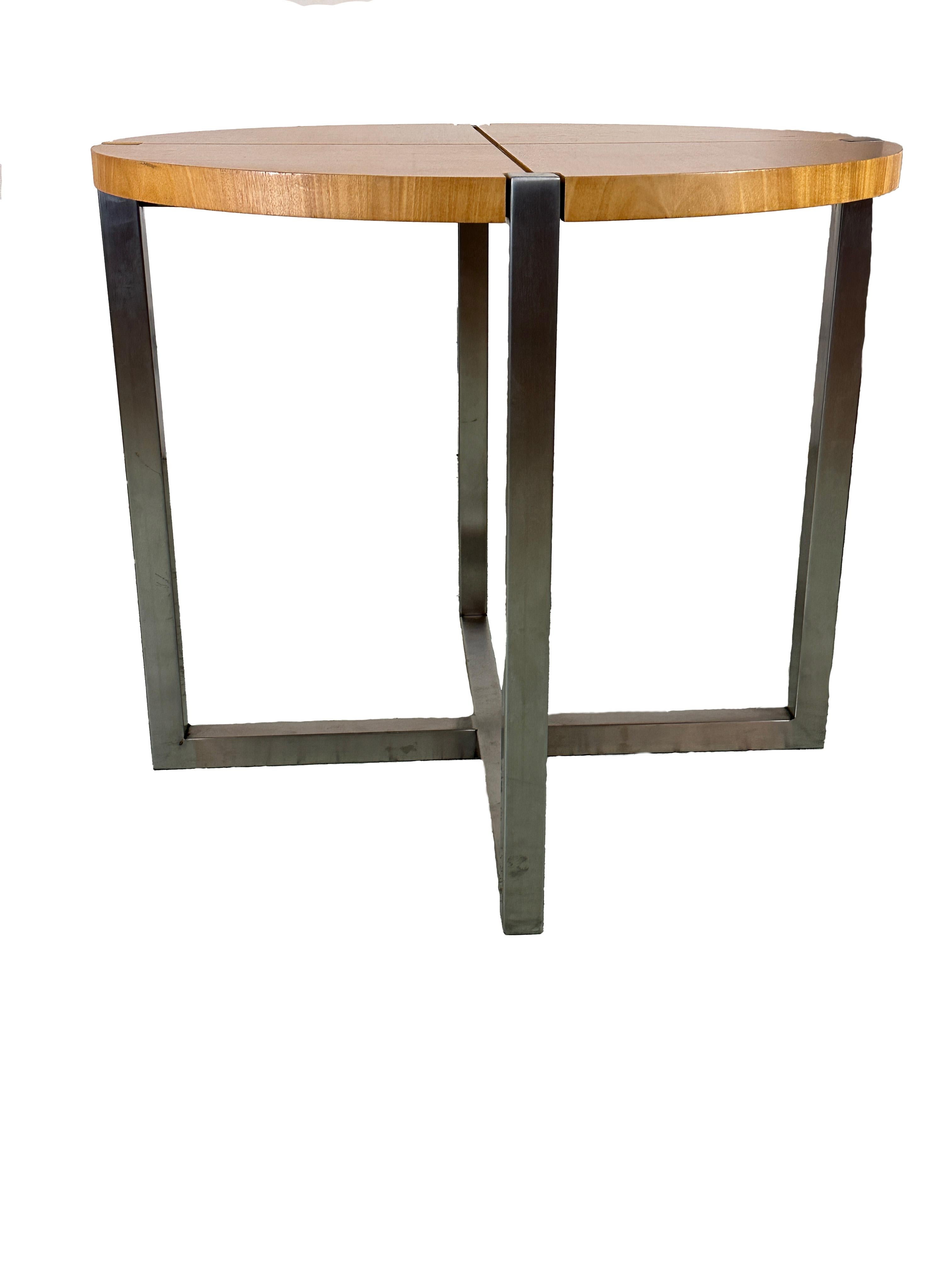 Modern A Pair of 1970s Sycamore and Chrome Side or End Tables  For Sale