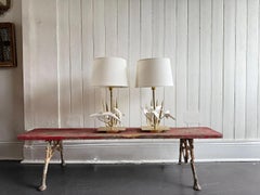 A Pair of 1970's Table Lamps Decorated with Dolpins & Birds