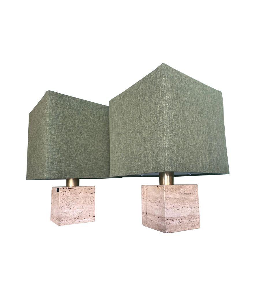 A pair of 1970s Travertine and brass lamps by Cerri Nestore For Sale 4