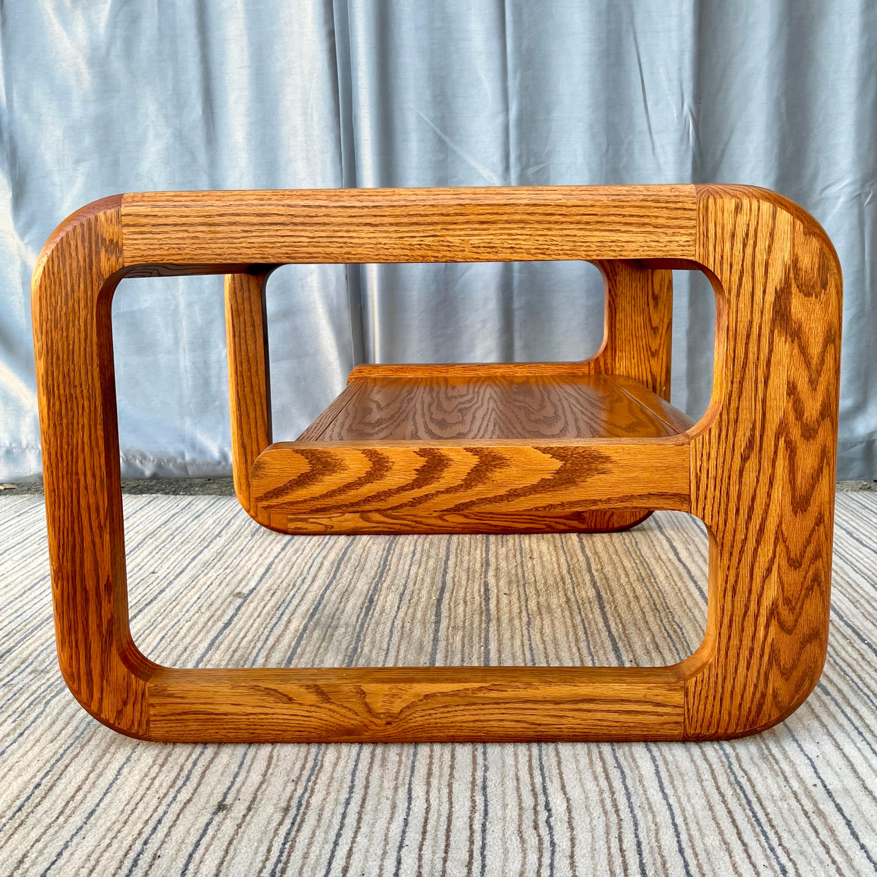 Pair of 1970s Two-Tier Smoke Glass Top Side Tables in the Lou Hodges Style For Sale 5