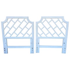 A pair of 1970s Vintage Chinese Chippendale Coastal Bamboo Twin Headboards
