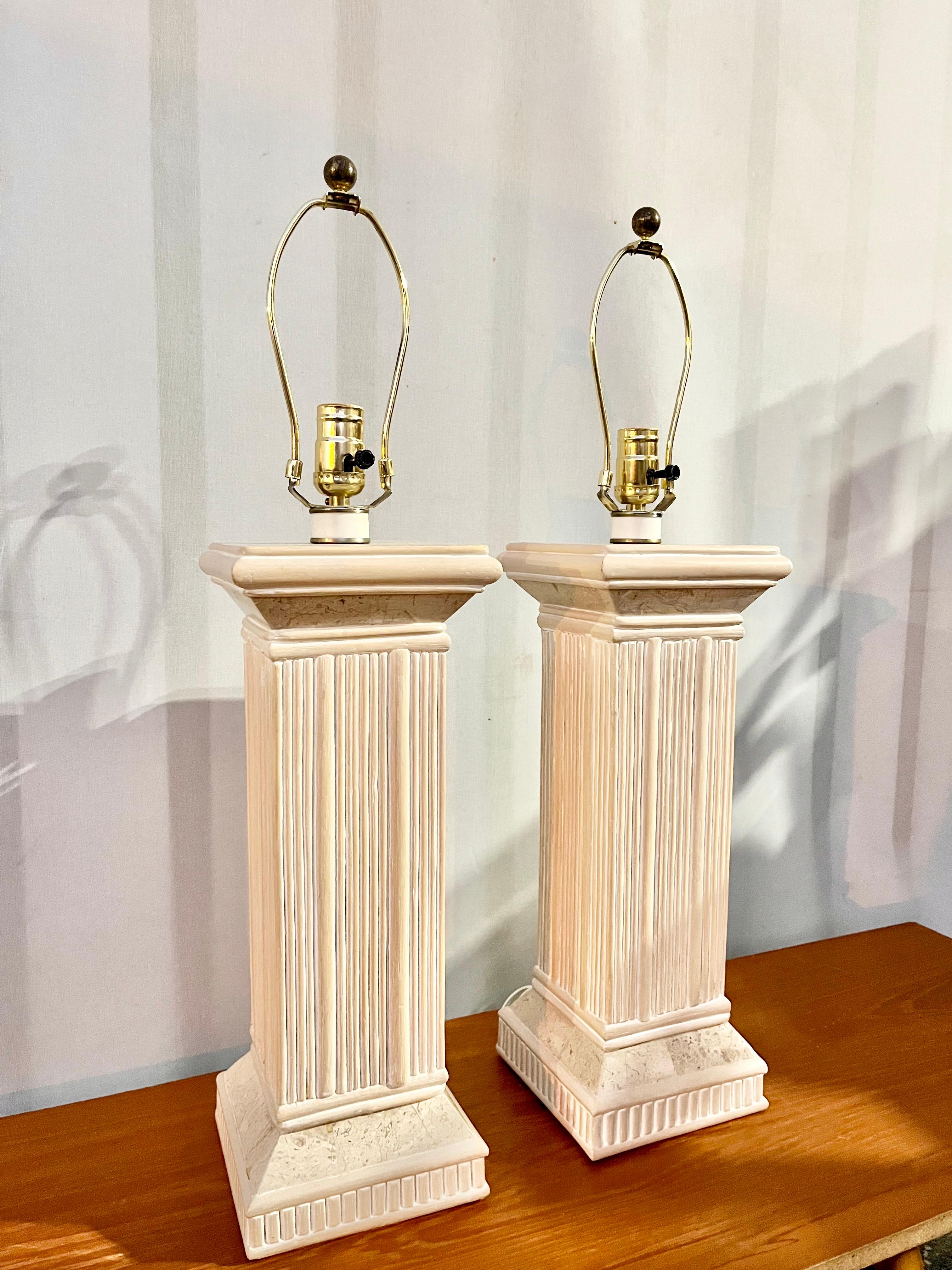 Pair of 1980s Coastal Style Rattan Table Lamps In Good Condition For Sale In Miami, FL