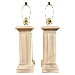 Pair of 1980s Coastal Style Rattan Table Lamps