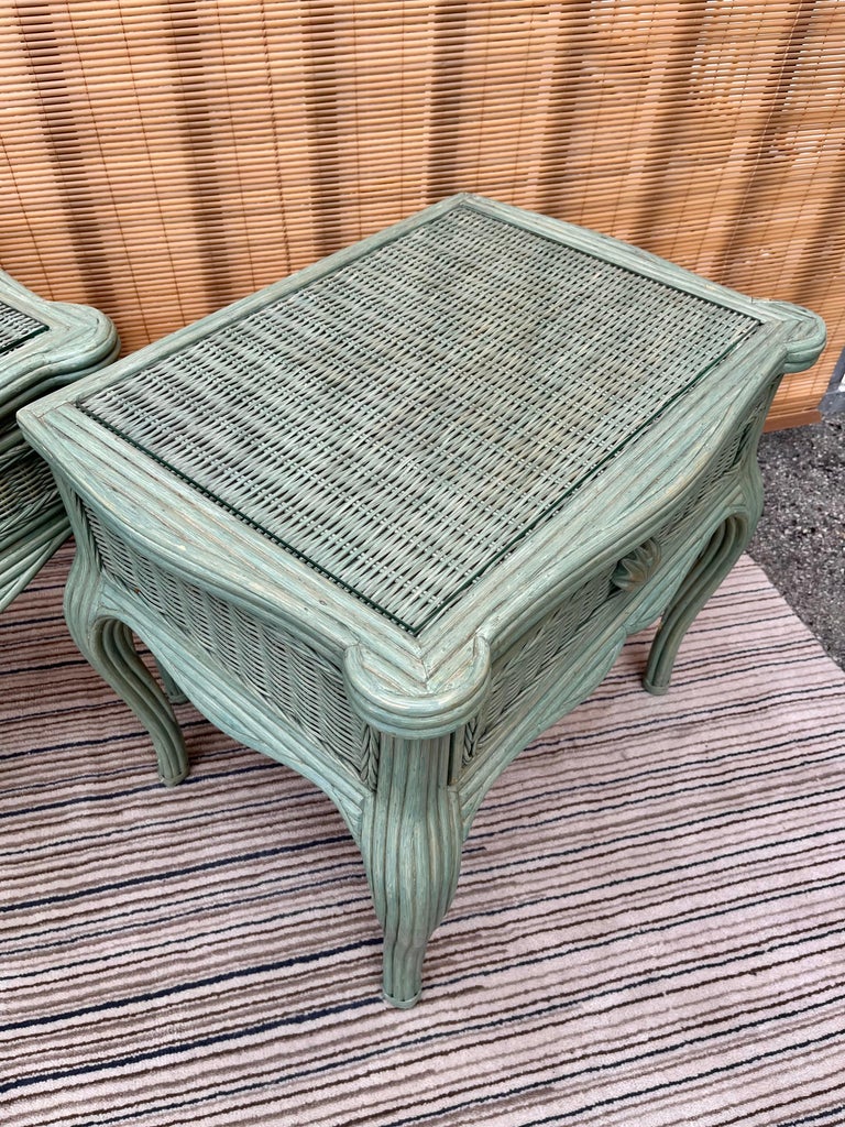Pair of 1980s Coastal Style Wicker Night Stands by Whitecraft Furniture For Sale 7