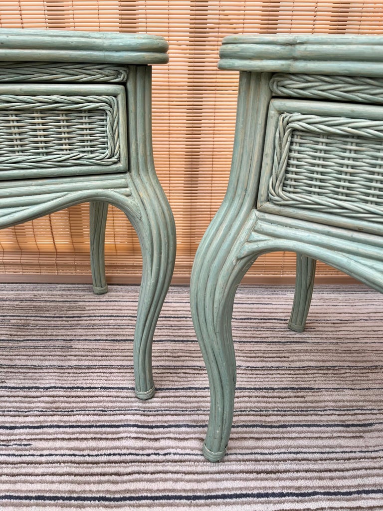 Pair of 1980s Coastal Style Wicker Night Stands by Whitecraft Furniture For Sale 9