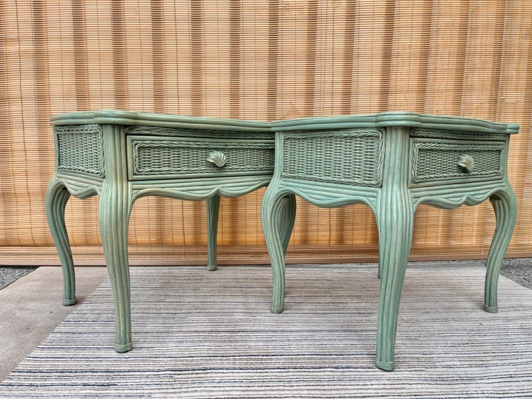 Pair of 1980s Coastal Style Wicker Night Stands by Whitecraft Furniture For Sale 2