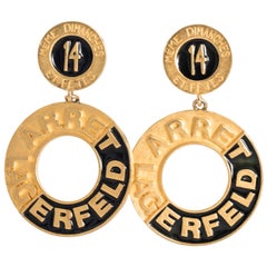 A Pair of 1980s Karl Lagerfeld Gold Plated Clip On Earrings