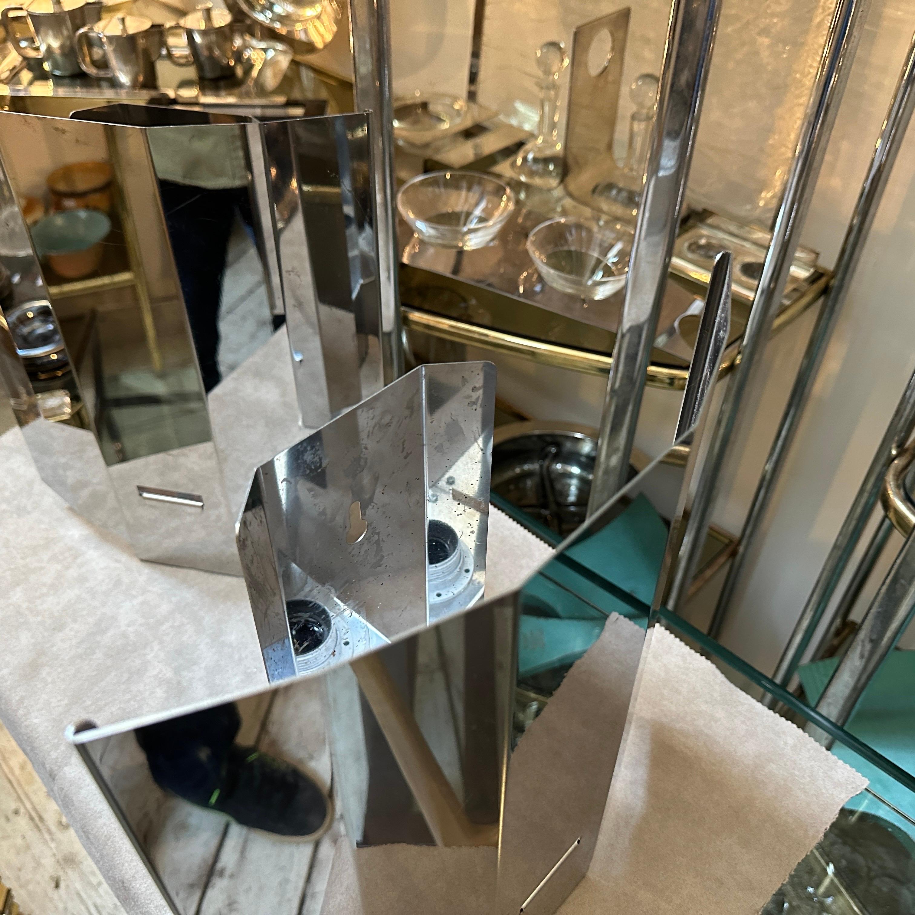 A pair of 1980s Modern Steel Italian Ambient Light Wall Sconces For Sale 2