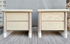 Pair of 1980s Postmodern Texture Faux Stone Nightstands