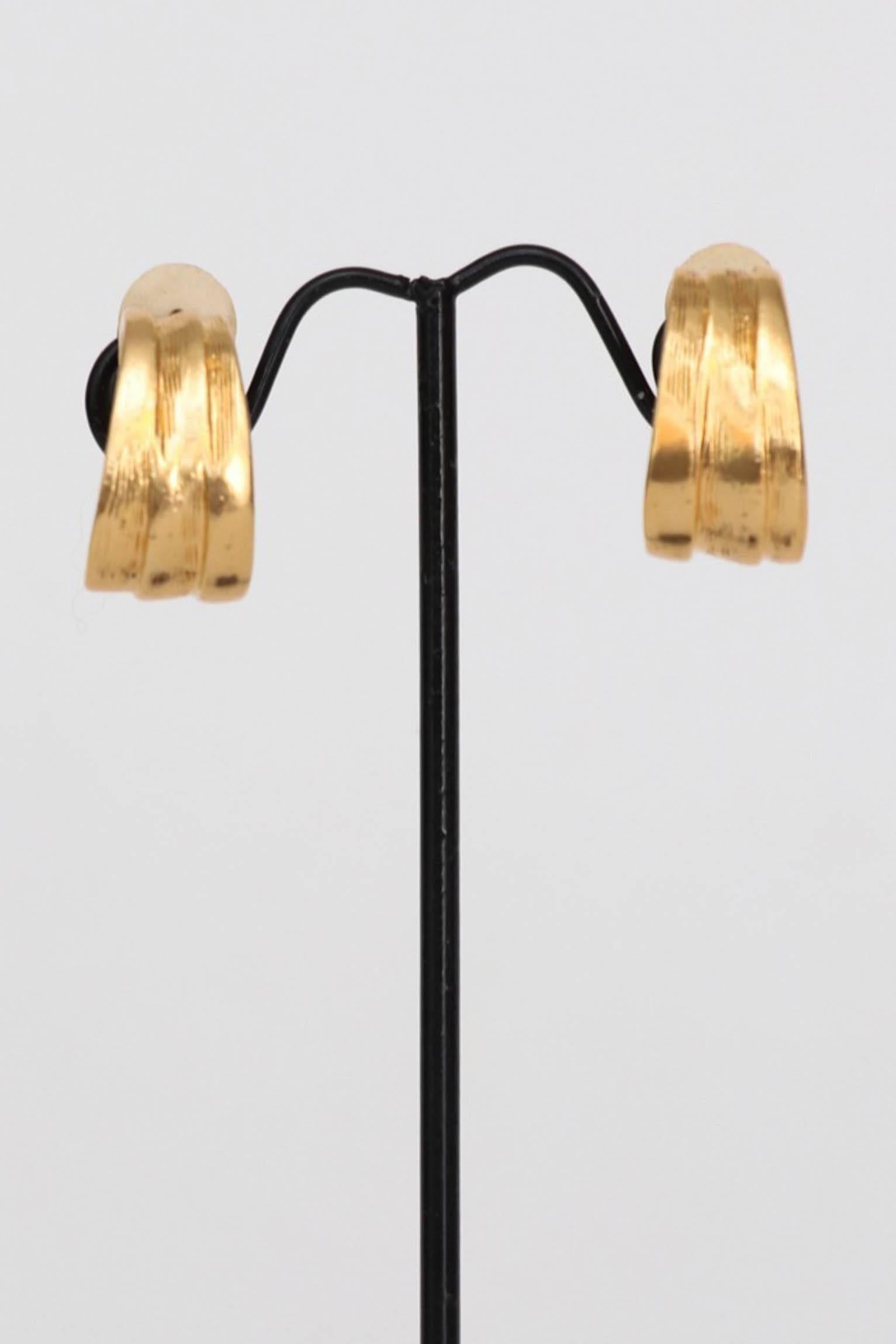 Yves Saint Laurent Gold Plated Clip On Earrings, 1980s  For Sale 2