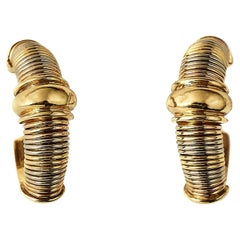 Orecchini a cerchio Cartier 1990 in oro 18 carati con tre colori.