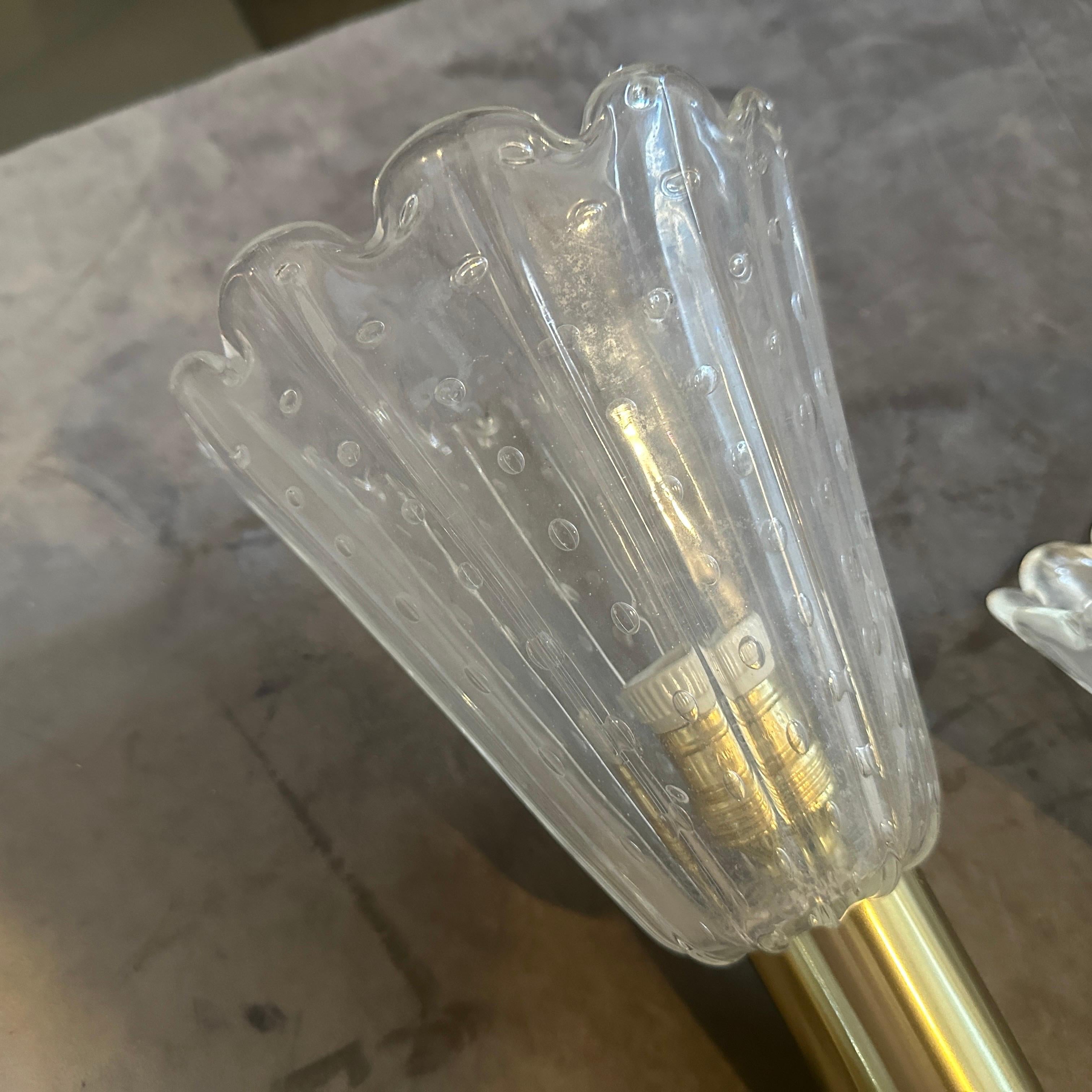 XX secolo Coppia di lampade da parete in vetro Barovier, stile metà del secolo scorso. in vendita