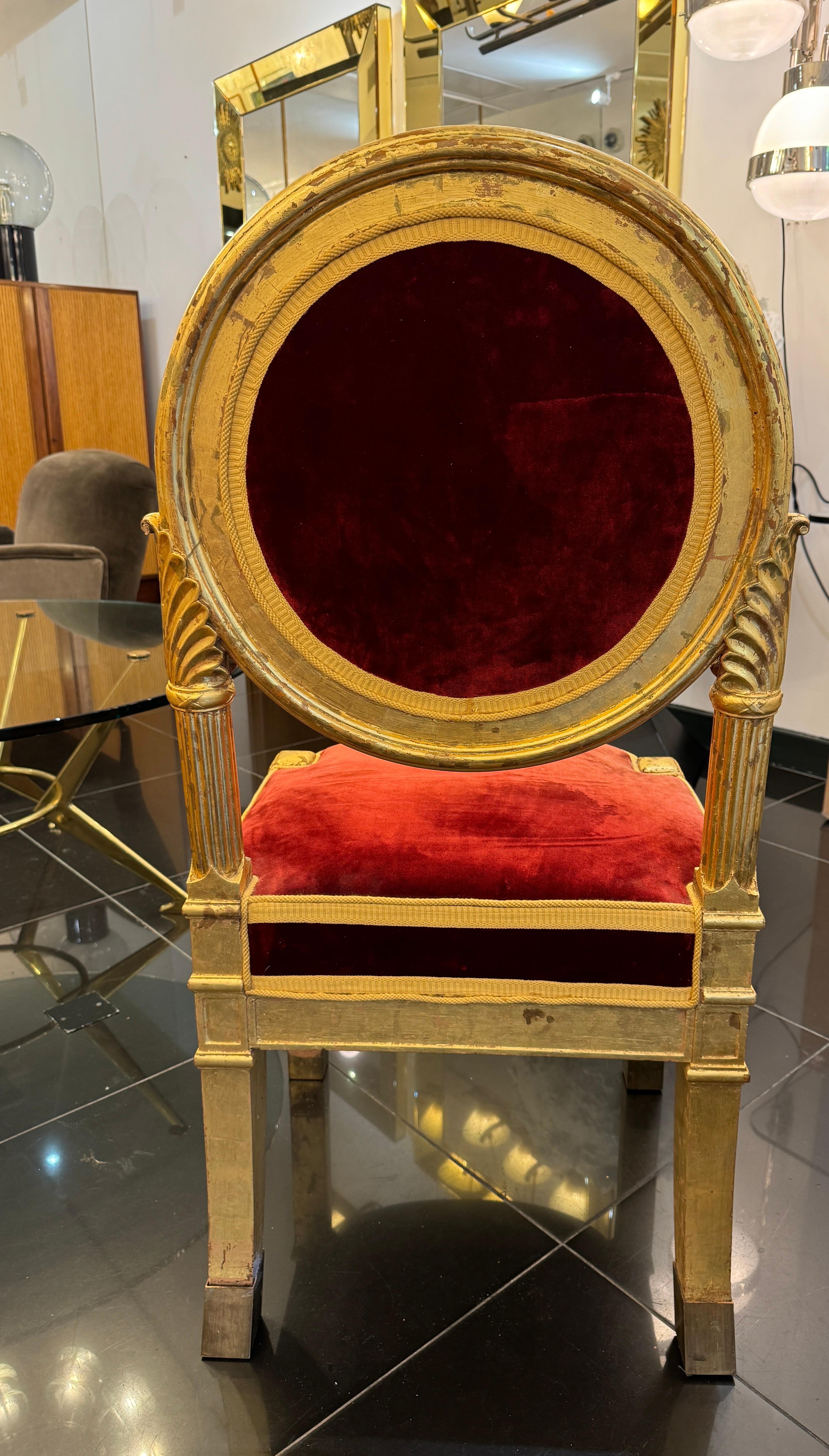 Bois doré Paire de chaises d'appoint italiennes en bois doré du 19e siècle en vente