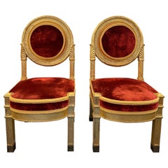 A pair of 19C Italian giltwood side chairs