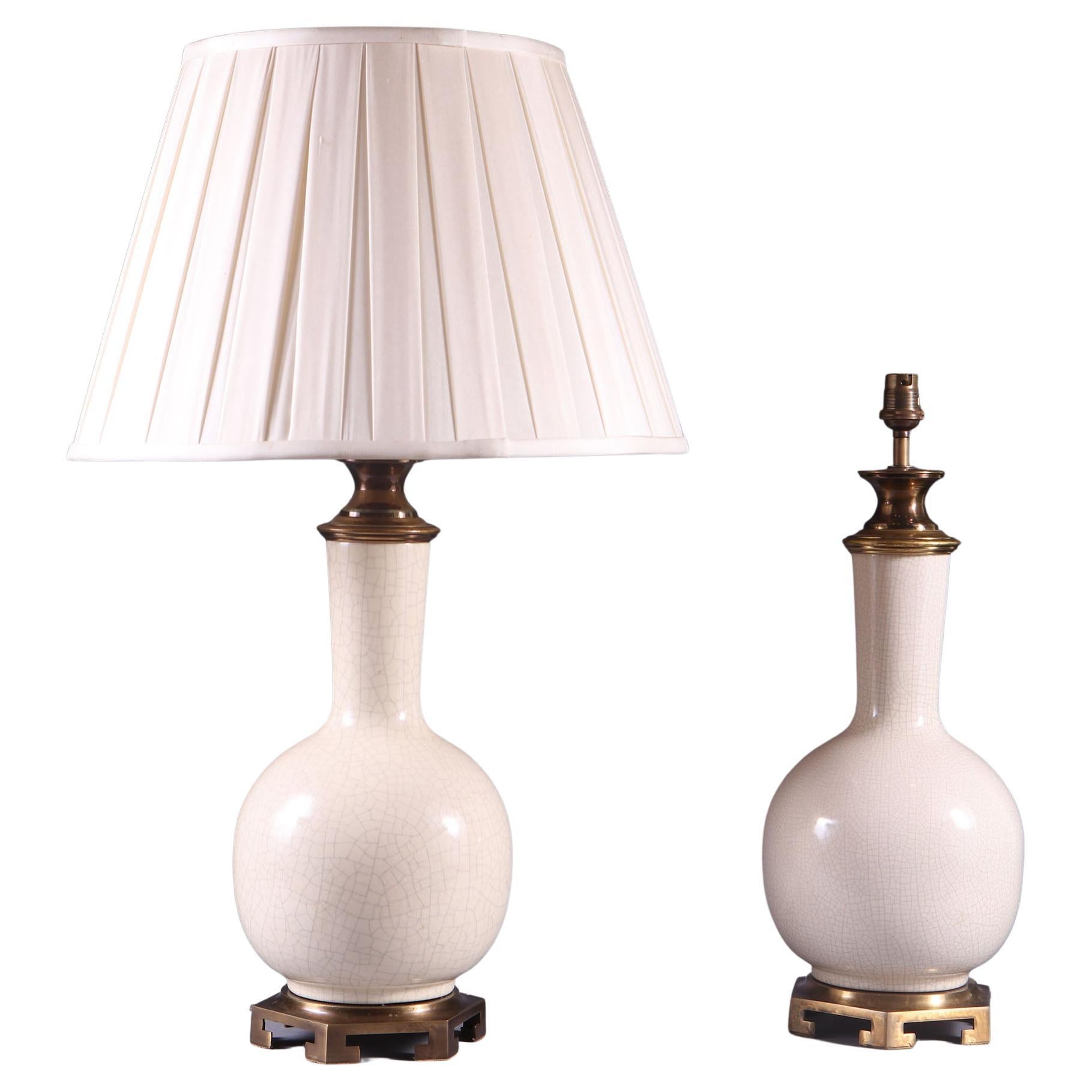 Pair of 19th C Crackleware Lamps For Sale