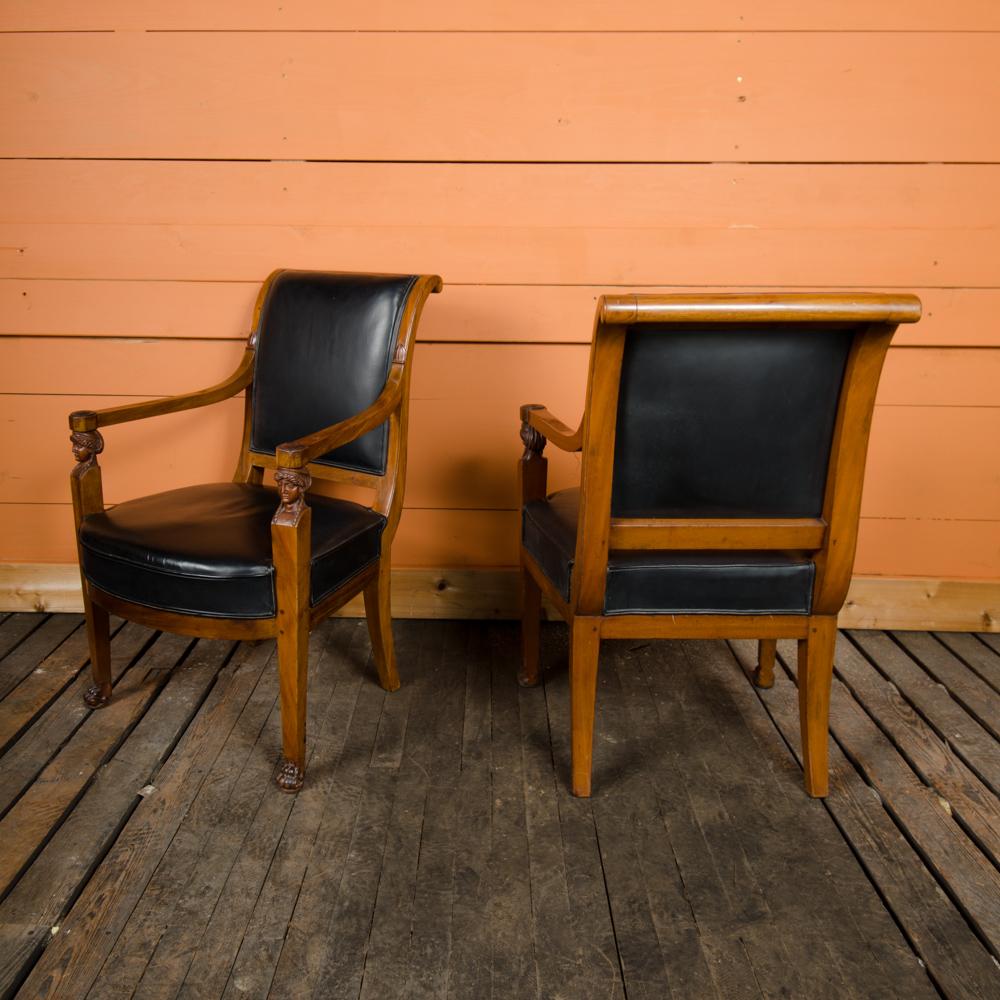 Mahogany Pair of 19th Century French Jacob Frères Consulat Armchairs For Sale