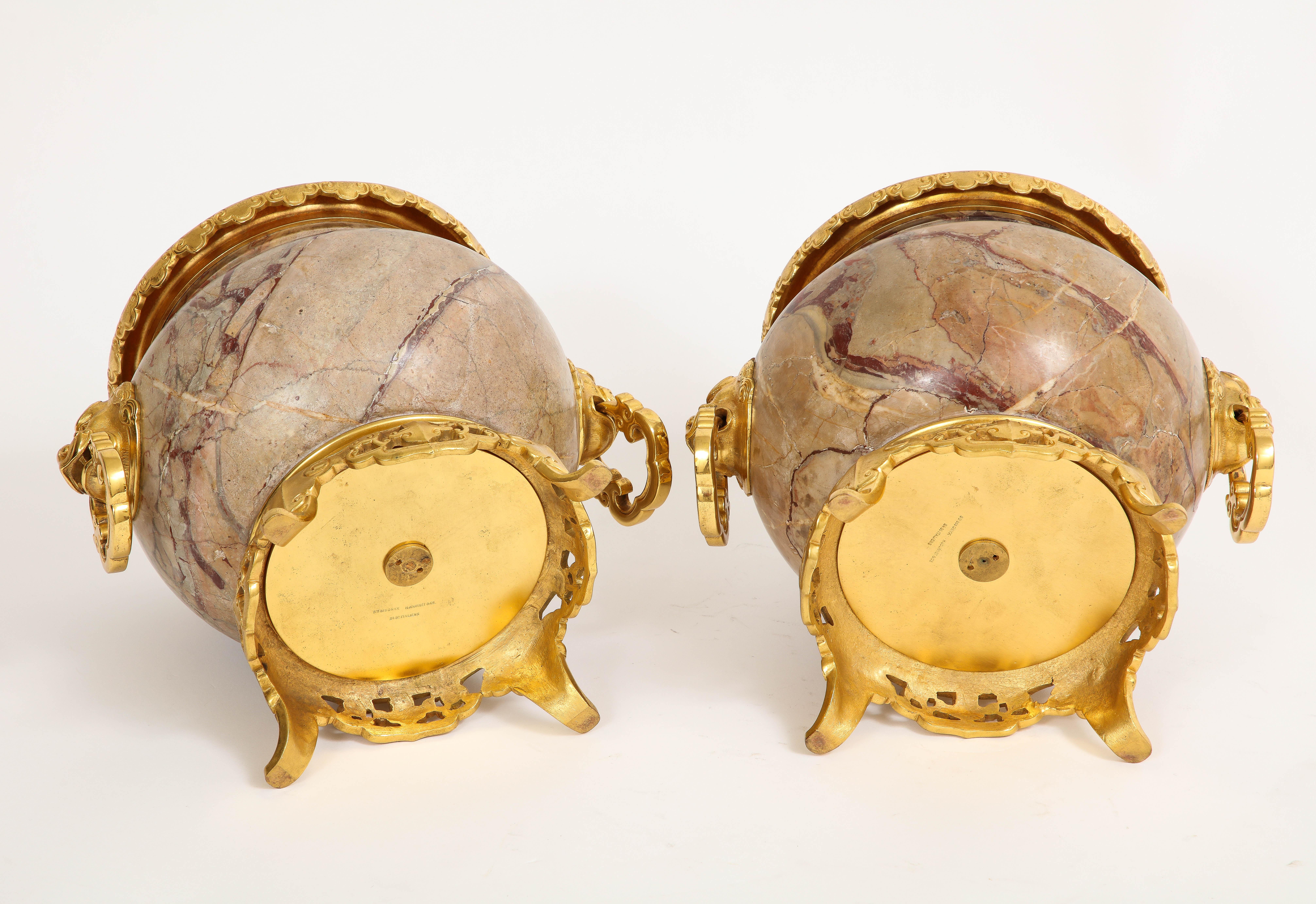Pair of 19th Century French Ormolu Mounted Marble Centerpieces, H. Journet & Cie For Sale 6